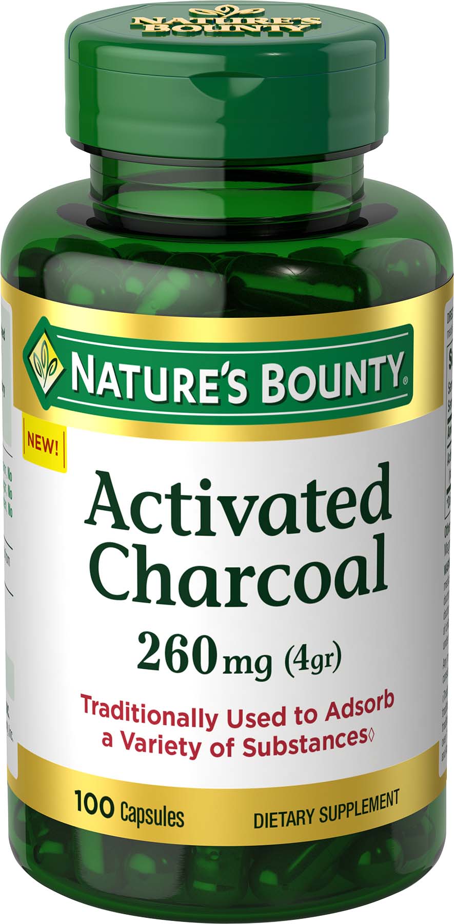 Nature's Bounty Activated Charcoal, 260 mg, 100 CT