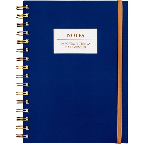 Clicking on the image opens a new modal with 3 larger images of Caliber Fashion Wire Notebook with Bungee Cord, Assorted. Some images may not have descriptive text. 1 out of 3.