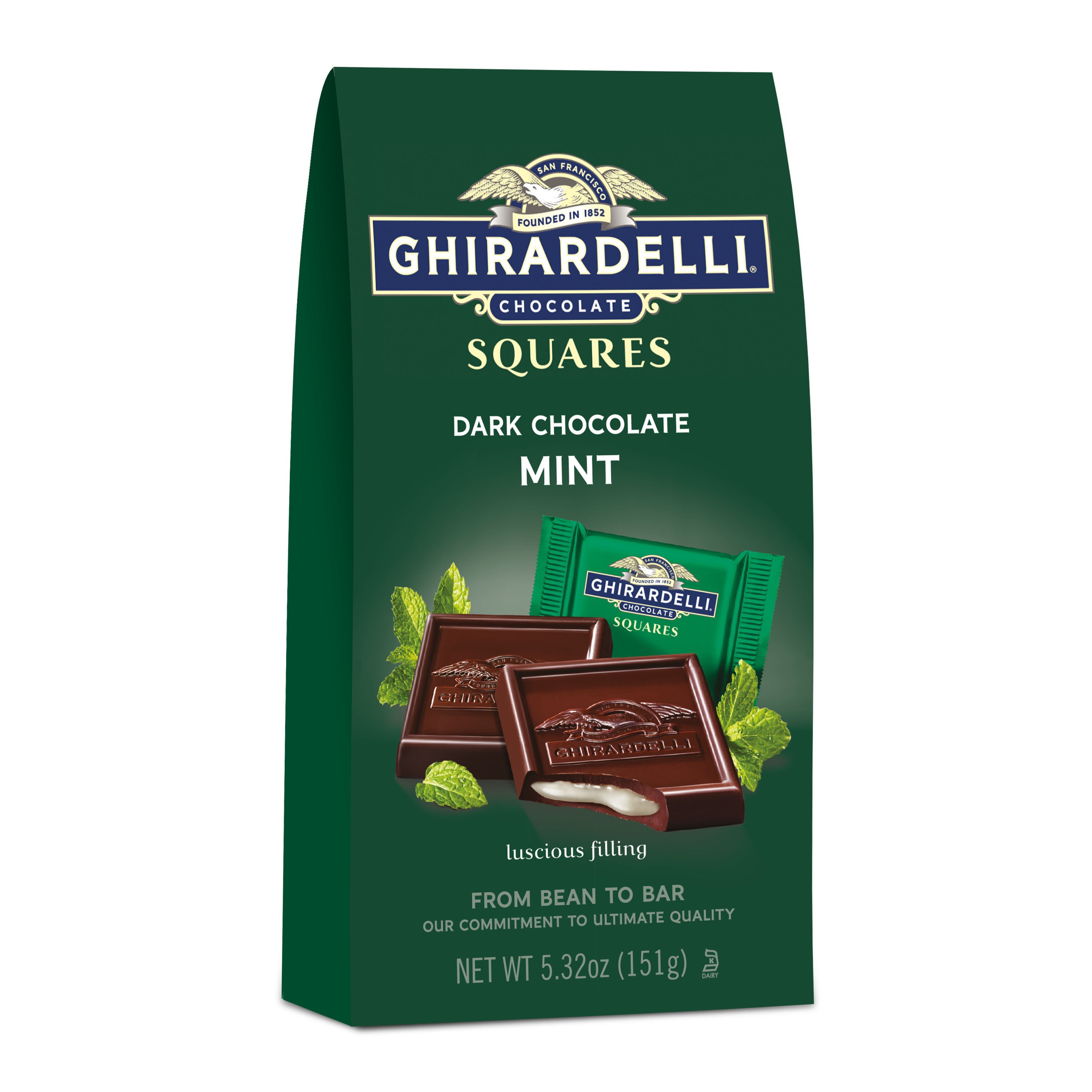 Ghirardelli Squares Dark Chocolate With White Mint Filling, 5.32 oz