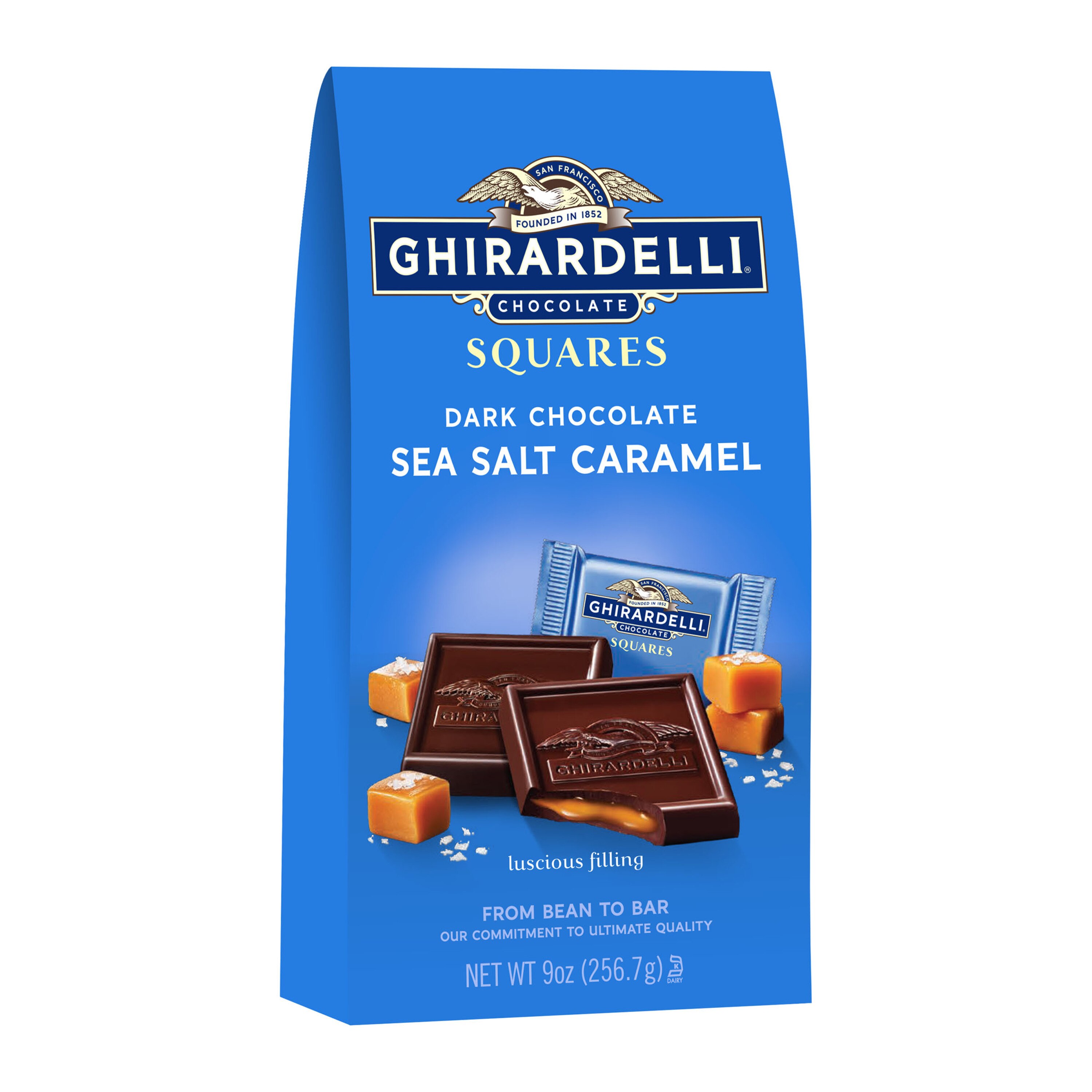 Ghirardelli, Dark Chocolate Sea Salt Caramel Squares, 9 oz Bag