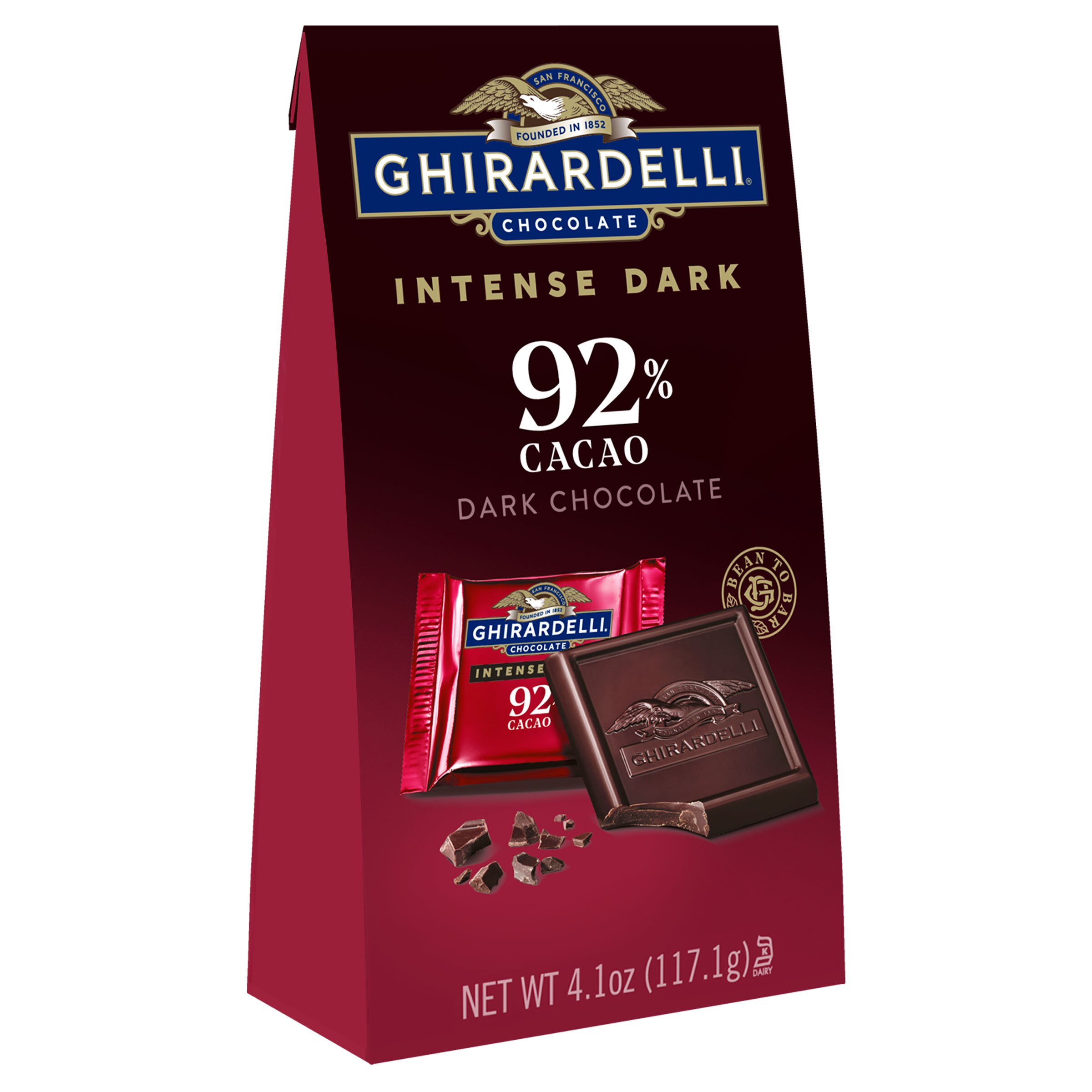 Ghirardelli, Intense Dark Chocolate Squares, 92% Cacao, 4.1 Oz Bag