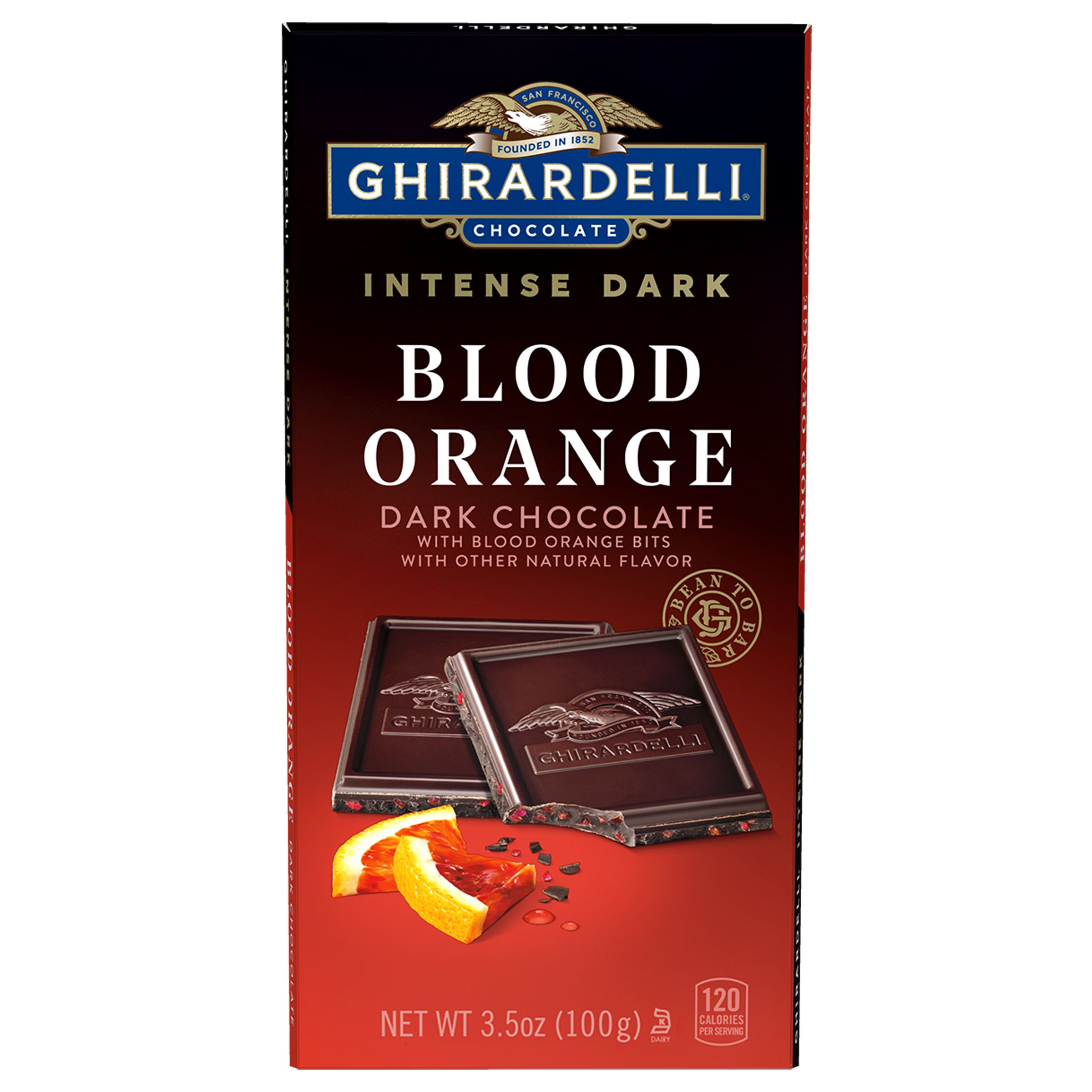 Ghirardelli, Intense Dark Chocolate Bar, Blood Orange, 3.5 Oz Bar