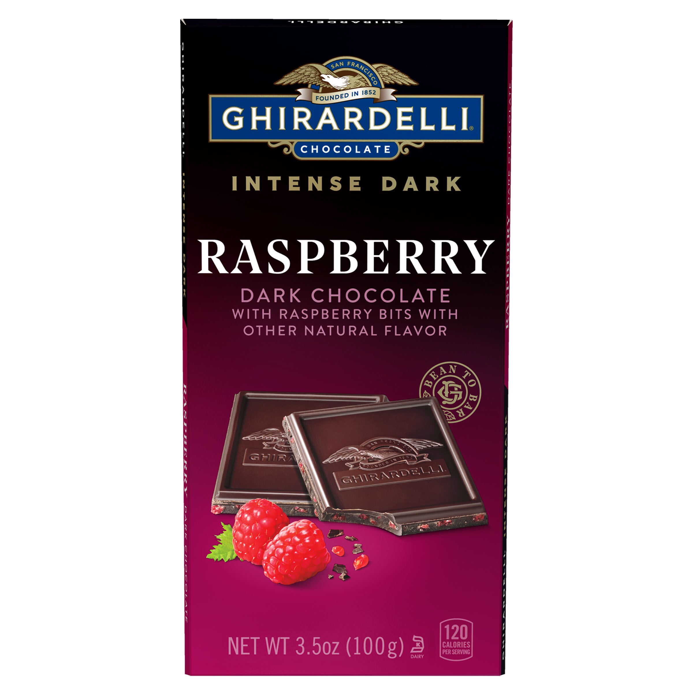 Ghirardelli, Intense Dark Chocolate Bar, Raspberry, 3.5 oz Bar