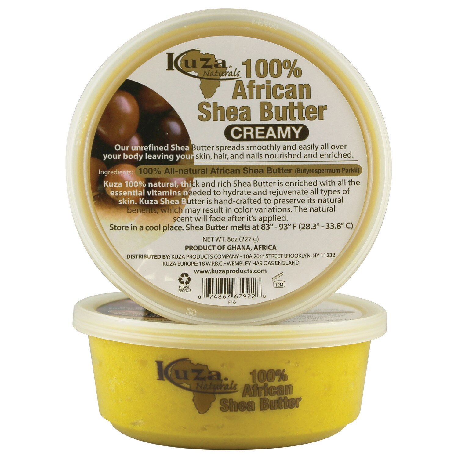 Kuza 100% African Shea Butter Creamy Yellow, 8 OZ