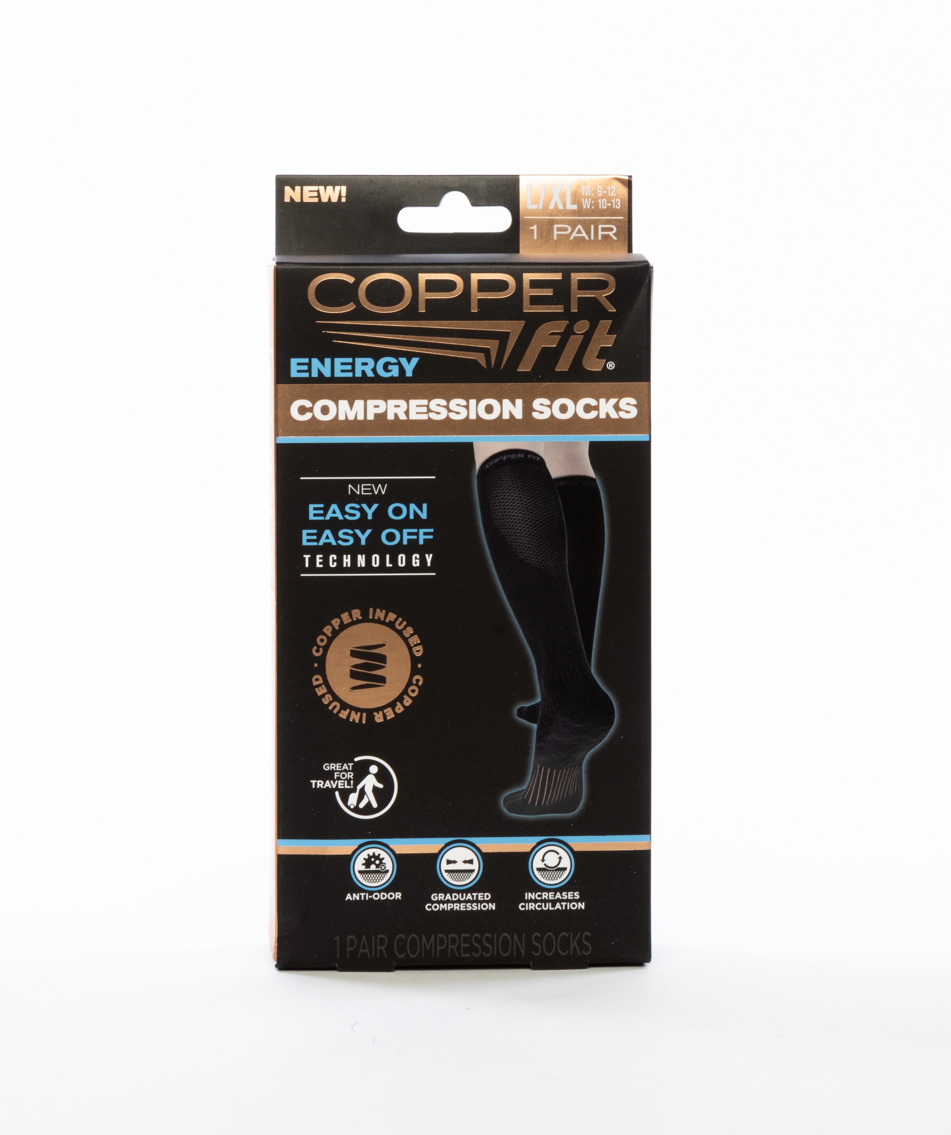 Copper Fit Energy Compression Socks, L/XL