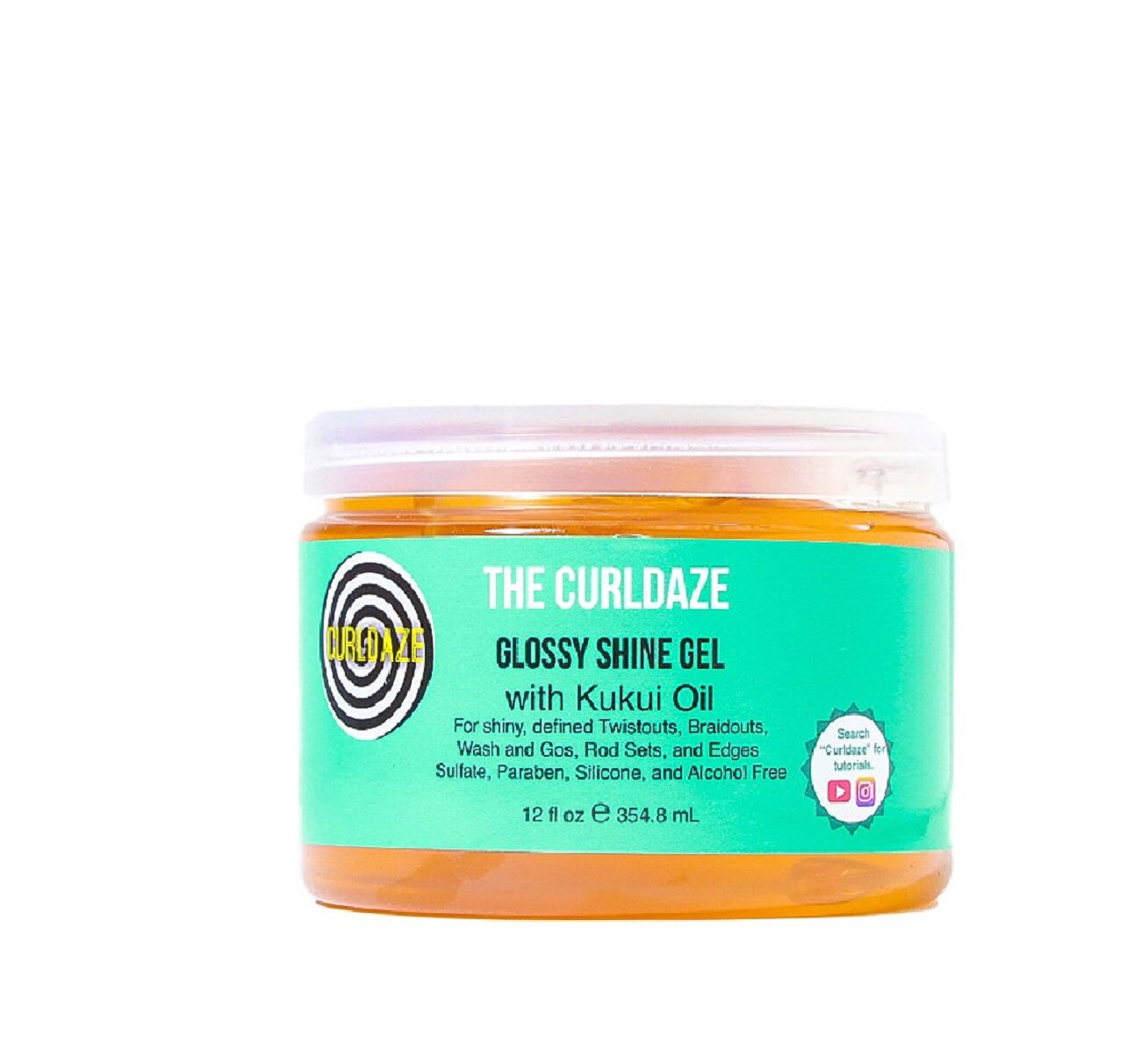 Curldaze Glossy Shine Gel with Kukui Oil, 12 OZ