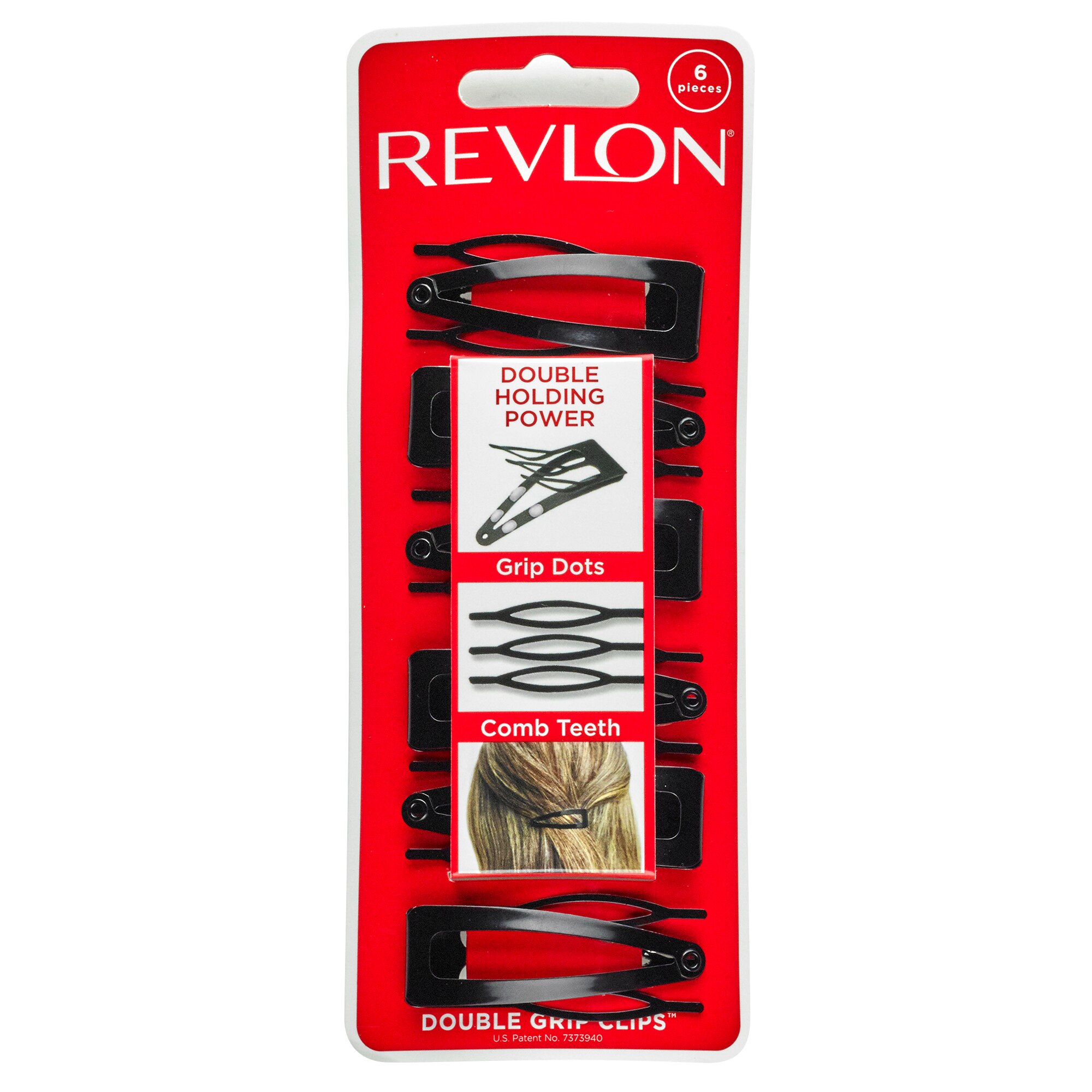 Revlon Double Grip Clips, Black, 6 CT