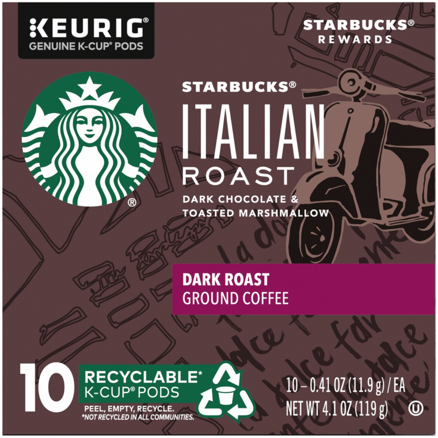 Starbucks Italian Roast K-Cup Pods, 10 ct, 4.1 oz