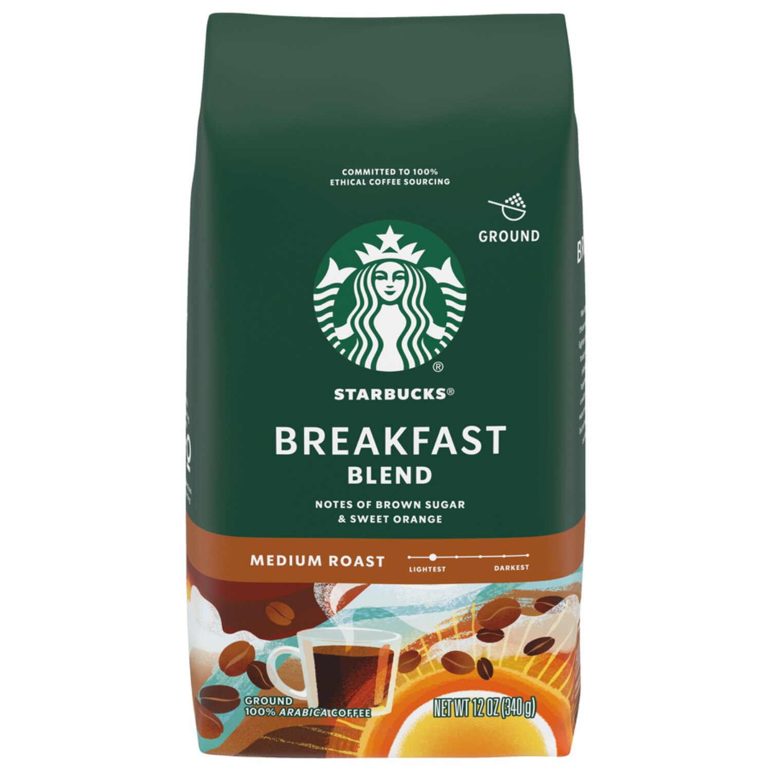 Starbucks Ground Coffee, Latin American Breakfast Blend, Medium, 12 oz