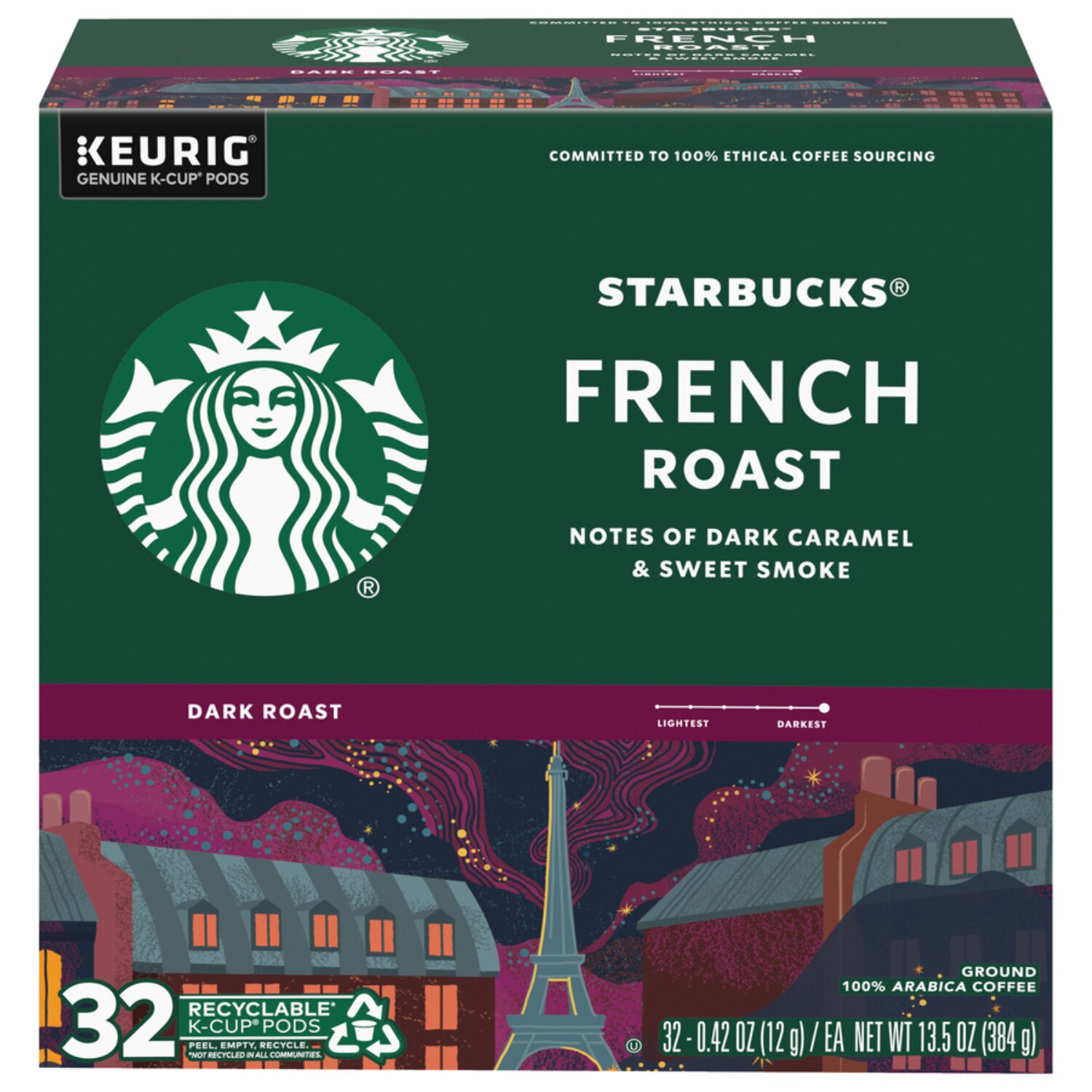 Starbucks K-Cup Pods, French Roast Coffee, 32 ct, 13.5 oz