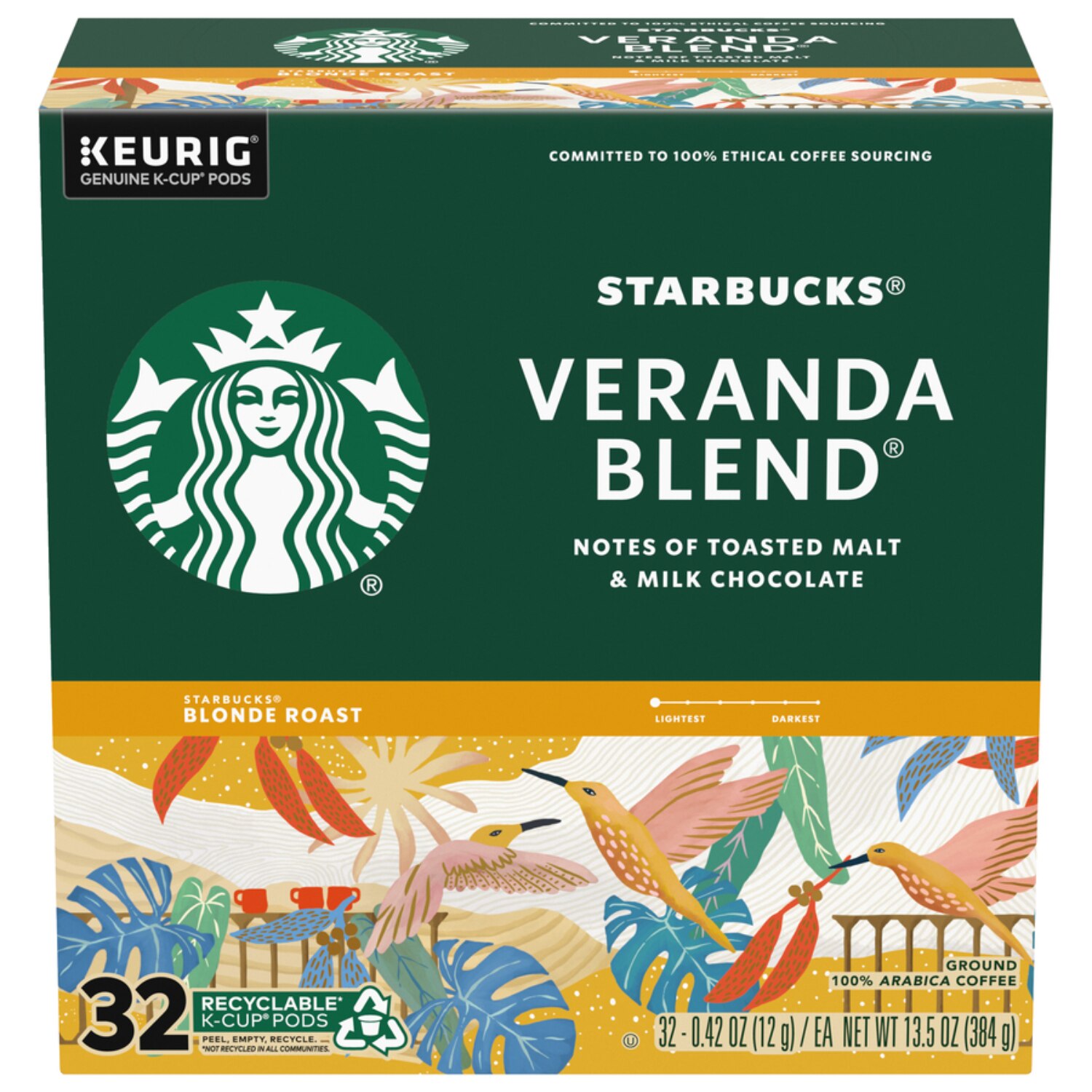 Starbucks Blonde Roast Veranda Blend Coffee K-Cup Pods, 32 ct