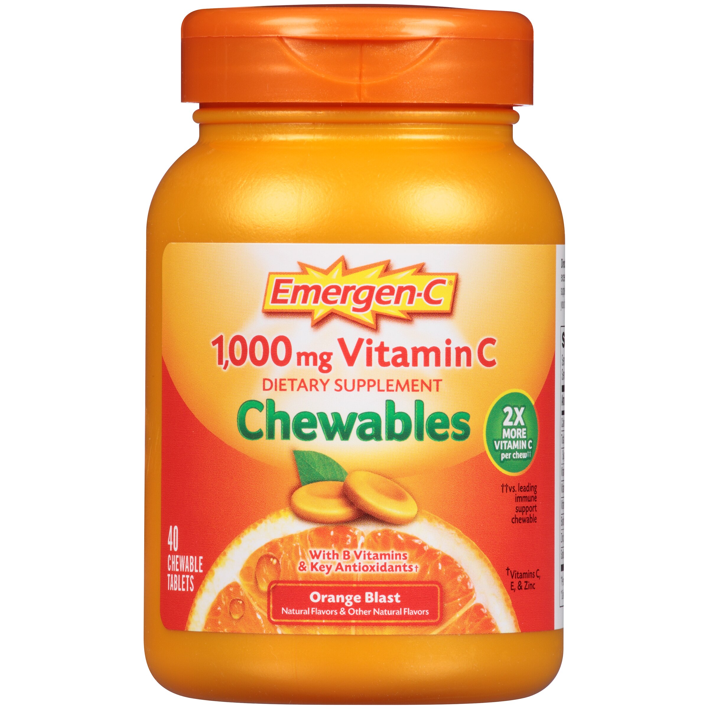 Emergen-C Chewable Orange Flavored Tablet, 40CT