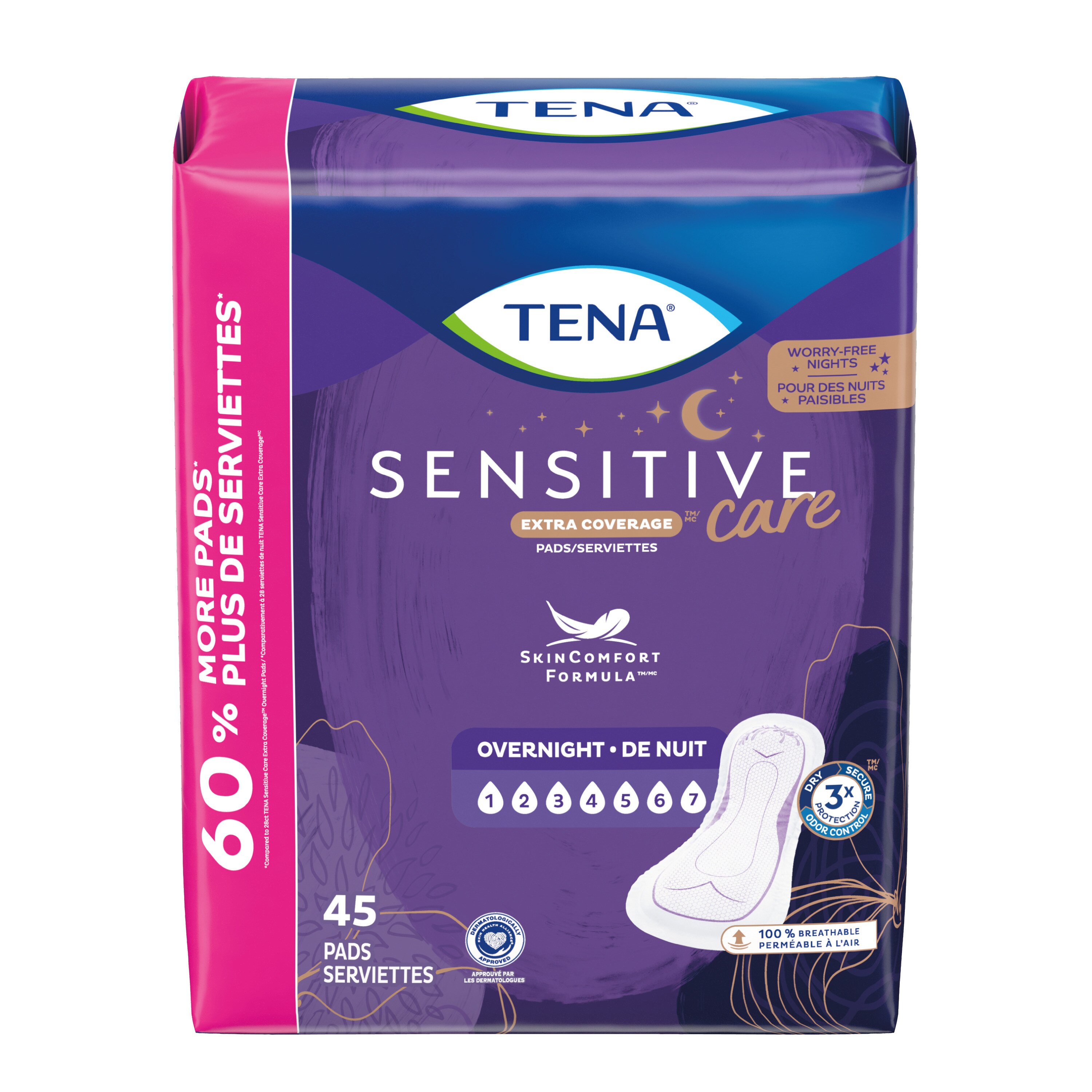 Tena Serenity Incontinence Overnight Pads for Women, 45 CT