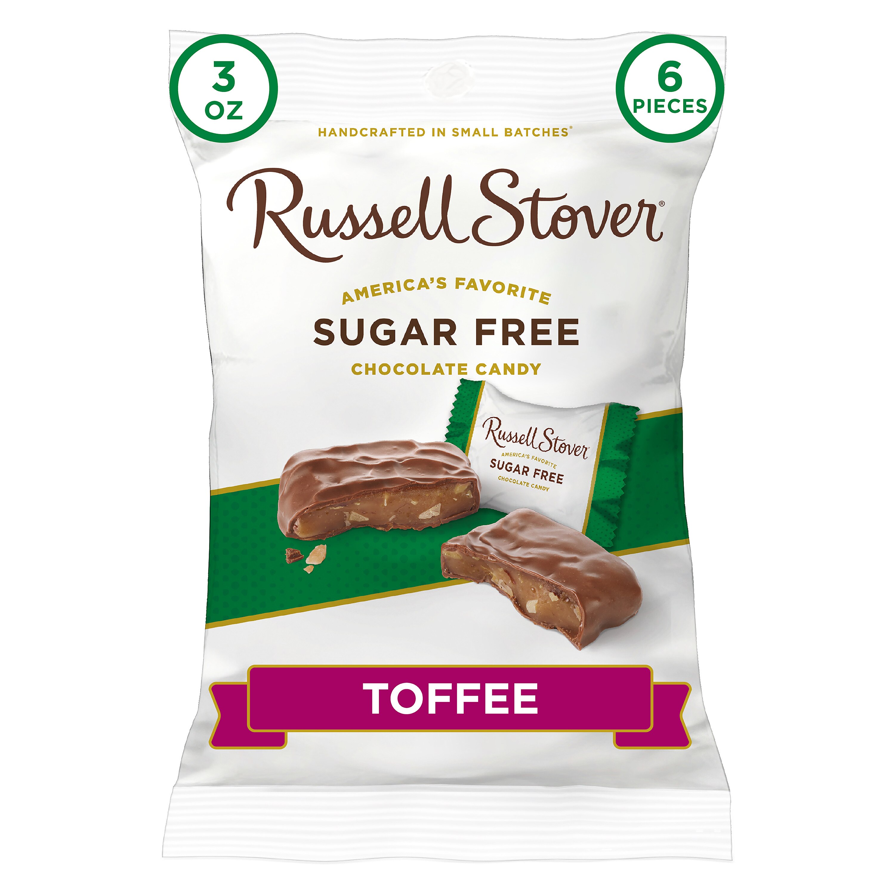Russell Stover Sugar Free Toffee Chocolate Candy, 3 oz