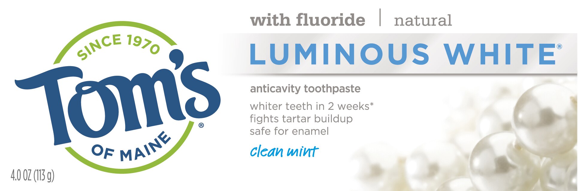 Tom's of Maine Luminous White Fluoride Anticavity Toothpaste, Clean Mint