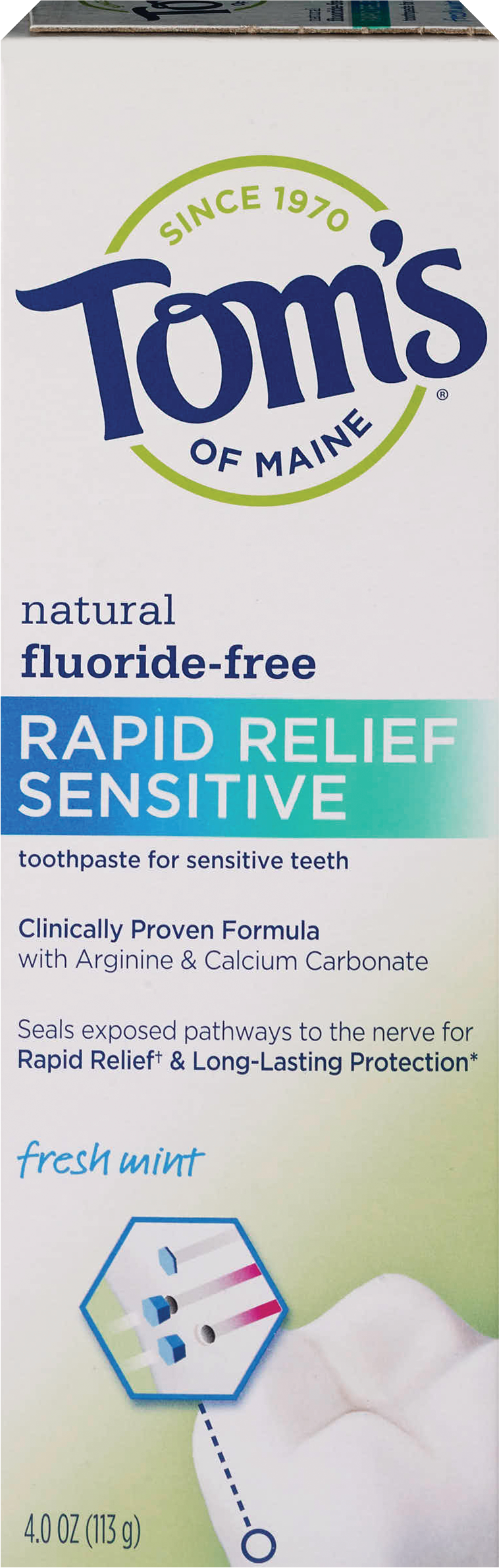 Tom's Of Maine Rapid Relief Sensitive Natural Fluoride-Free Toothpaste, Fresh Mint