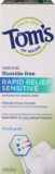 Tom's Of Maine Rapid Relief Sensitive Natural Fluoride-Free Toothpaste, Fresh Mint, 4 OZ, thumbnail image 1 of 3