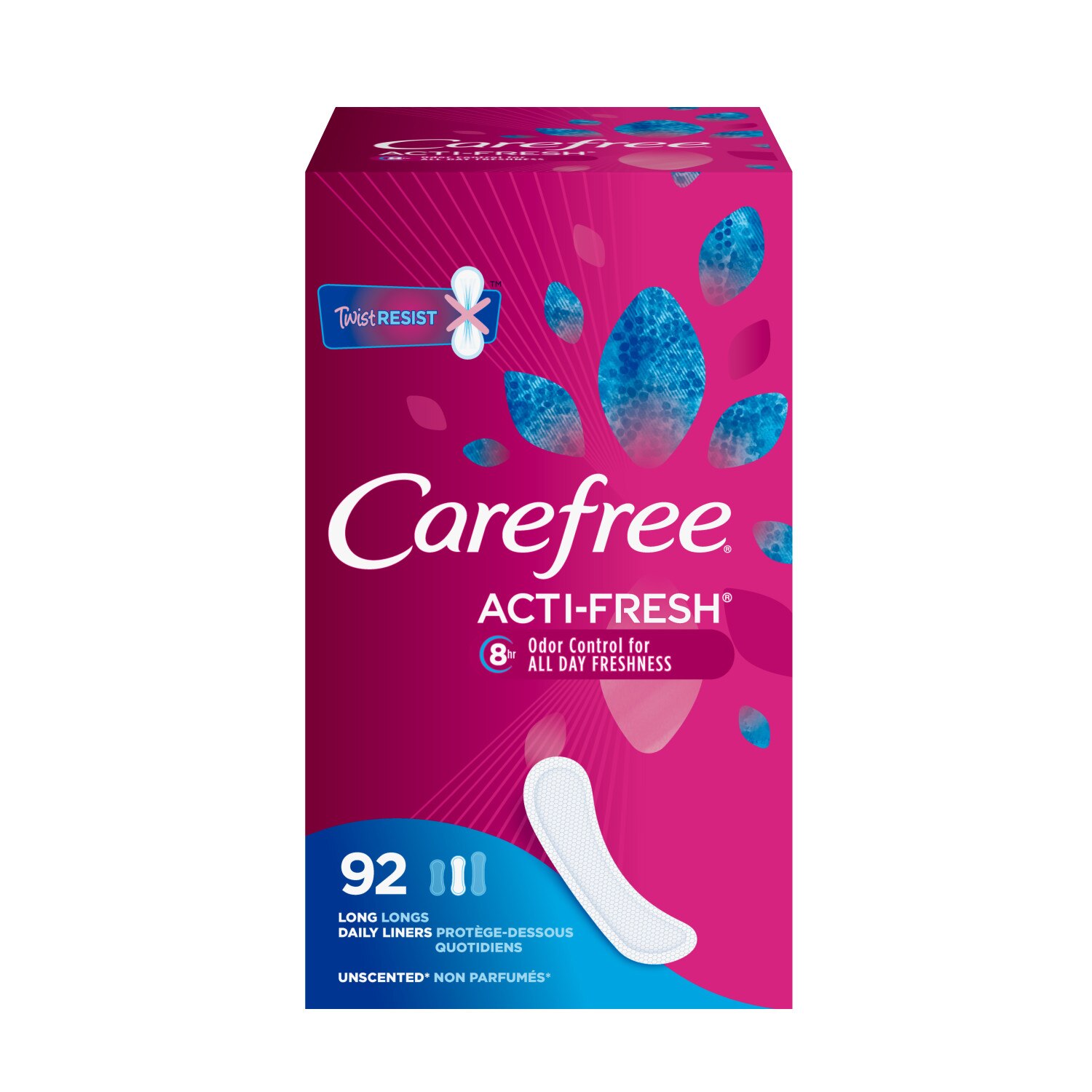 Carefree Acti-Fresh Long Panty Liners, 92 CT