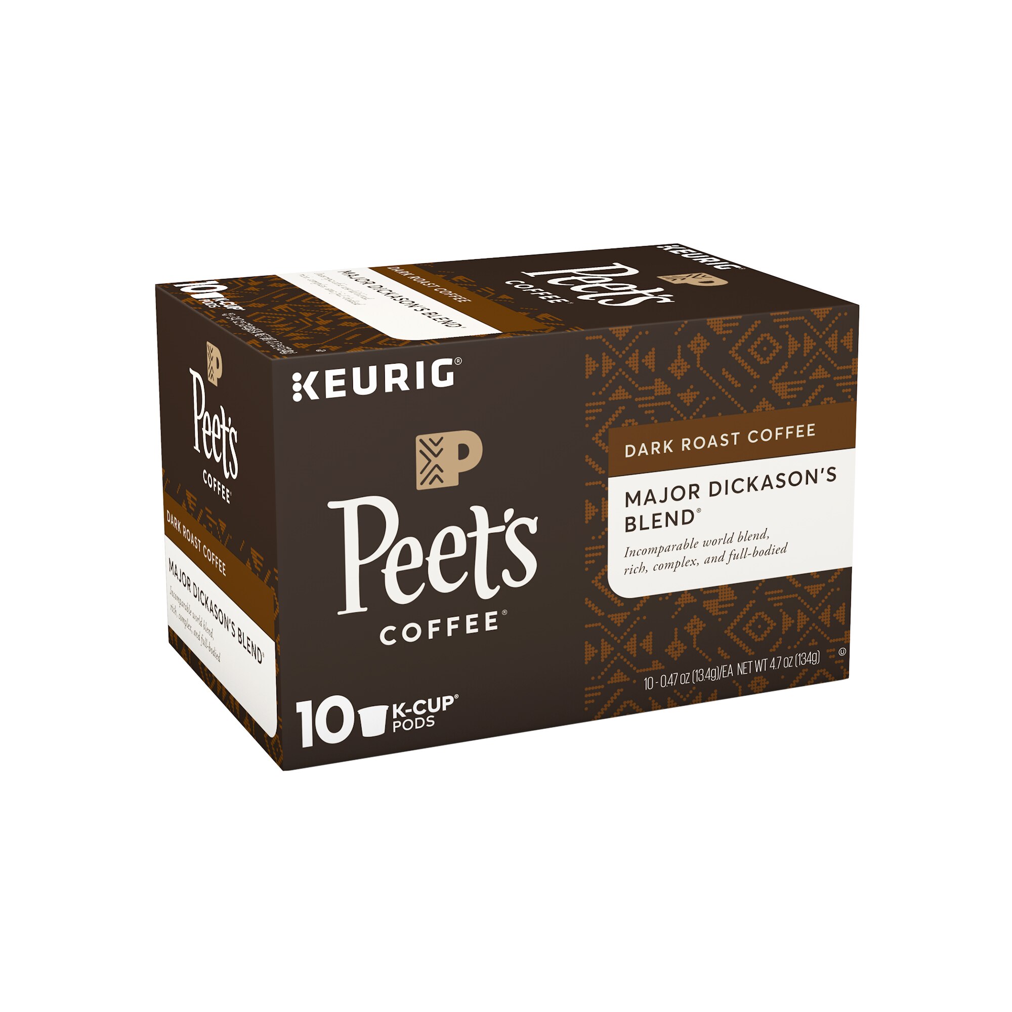 Peet's Coffee K-Cups Major Dickason's Blend, Dark Roast Coffee, 10 ct