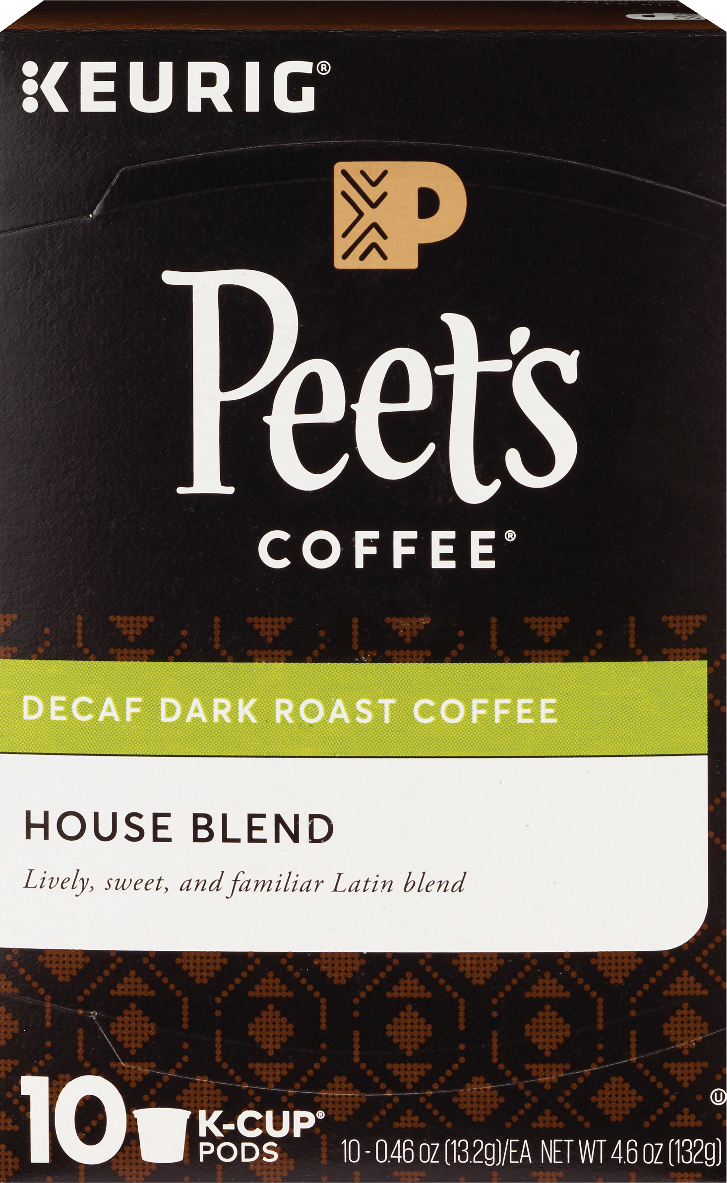 Peet's Coffee Decaf House Blend K-Cup Pods, 10 ct