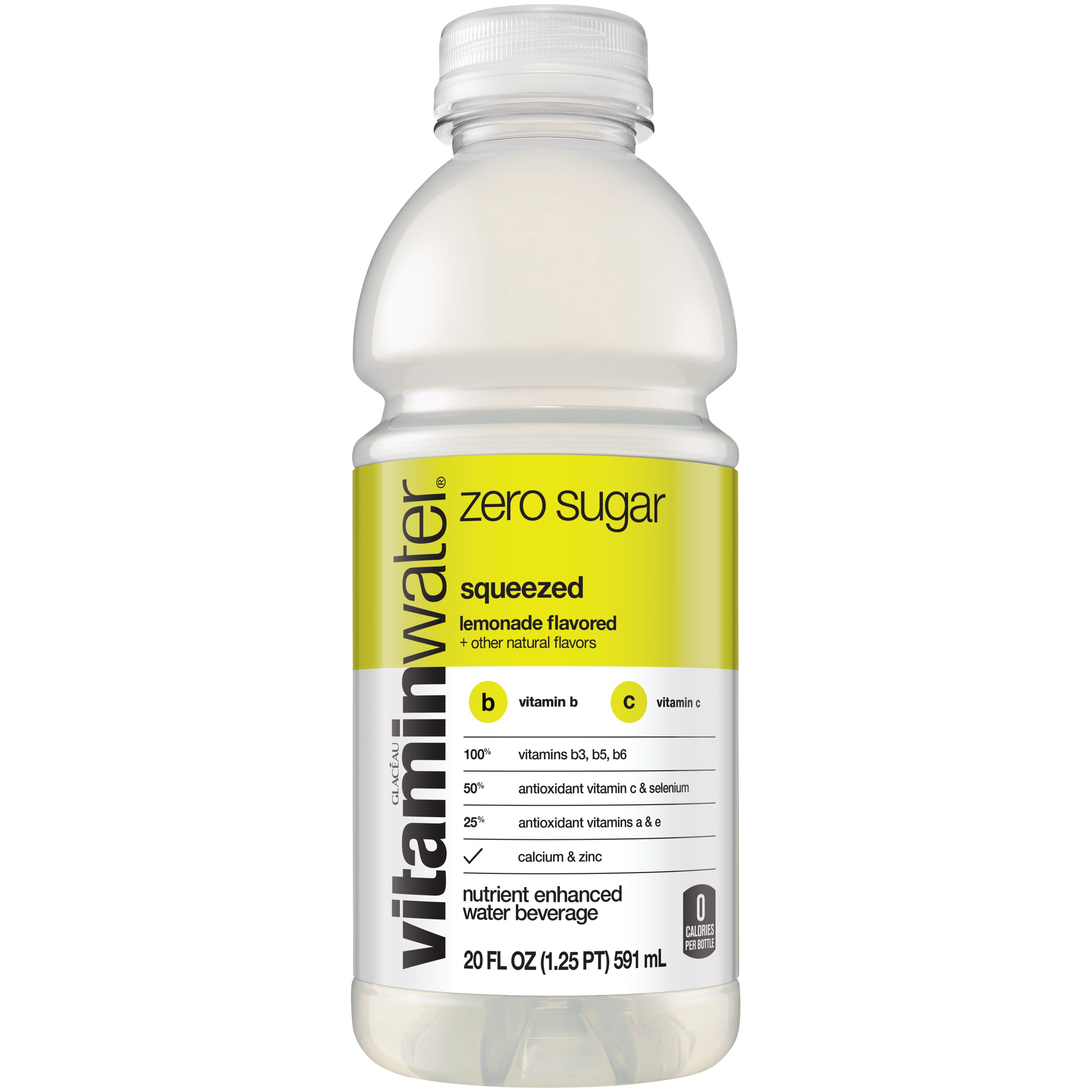 Vitaminwater Zero Sugar Squeezed, Electrolyte Enhanced Water W/ Vitamins, Lemonade Drink, 20 OZ