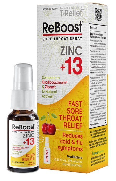 ReBoost Zinc +13 Sore Throat Spray, Cherry, 0.68 OZ