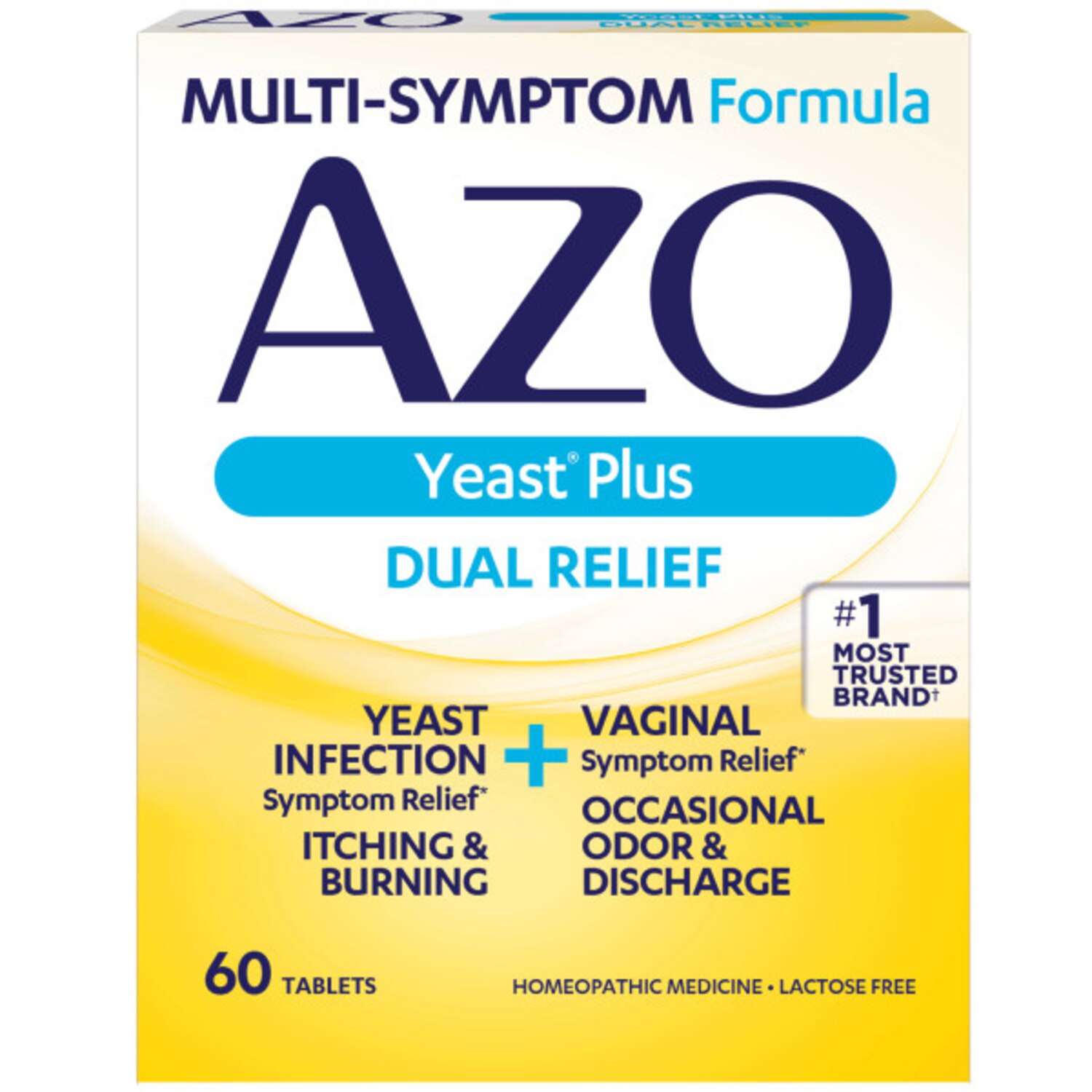 AZO Yeast Plus Dual Relief, Homeopathic, Tablets, 60ct