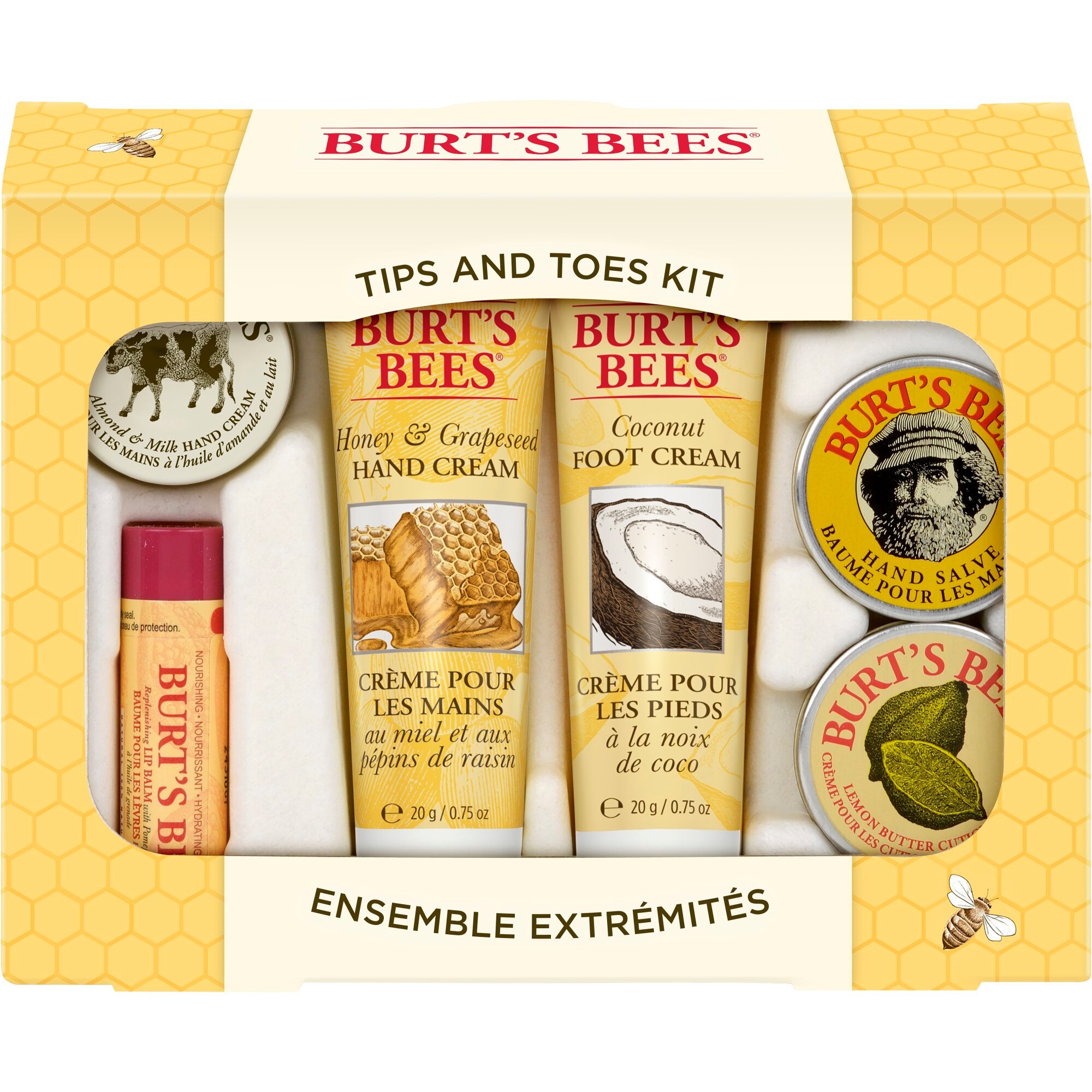 Burt's Bees Tips and Toes Gift Set, Hand Cream, Foot Cream, Cuticle Cream, Hand Salve, Lip Balm