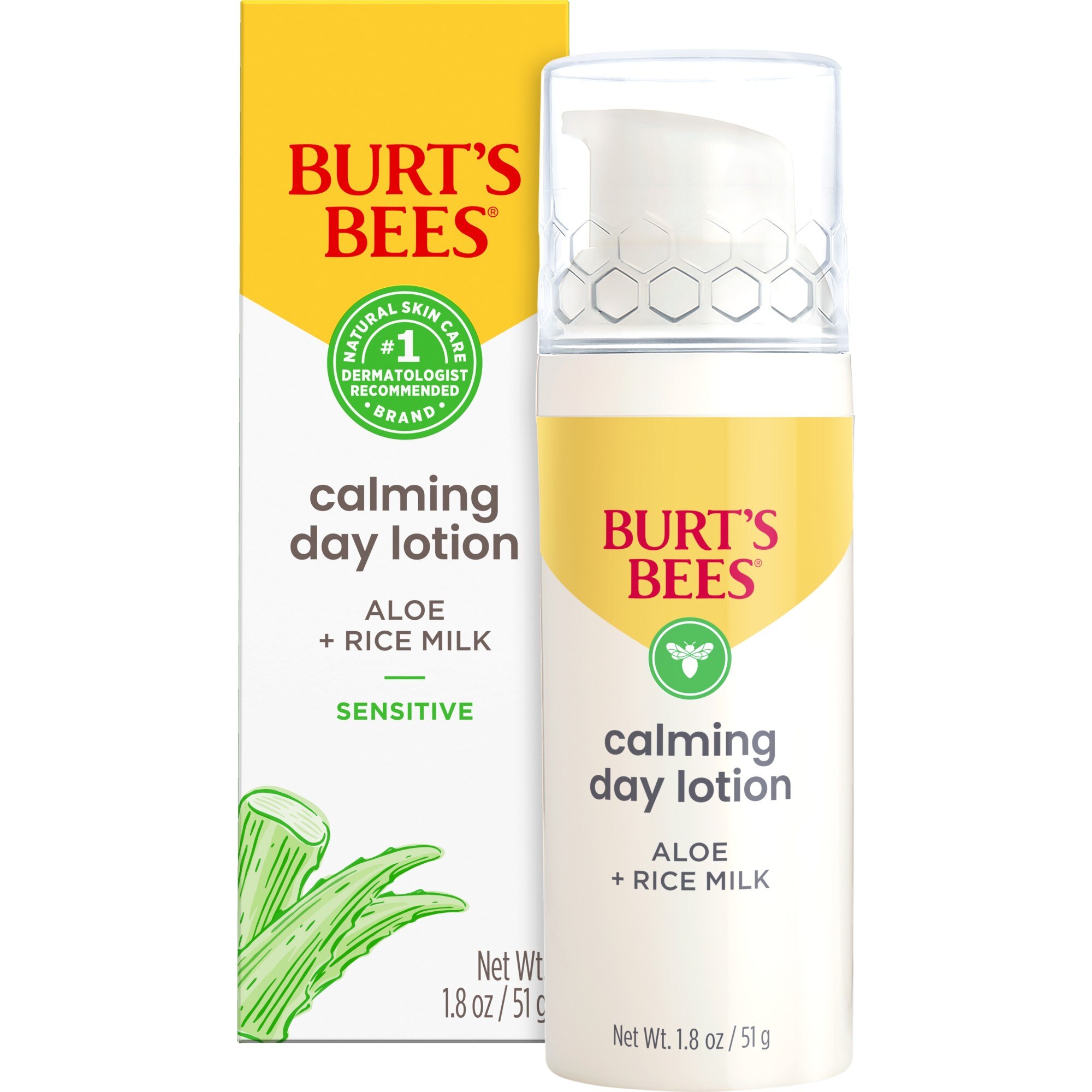 Burt's Bees Sensitive Solutions Calming Day Lotion, 98.8% Natural Origin, 1.8 fl oz