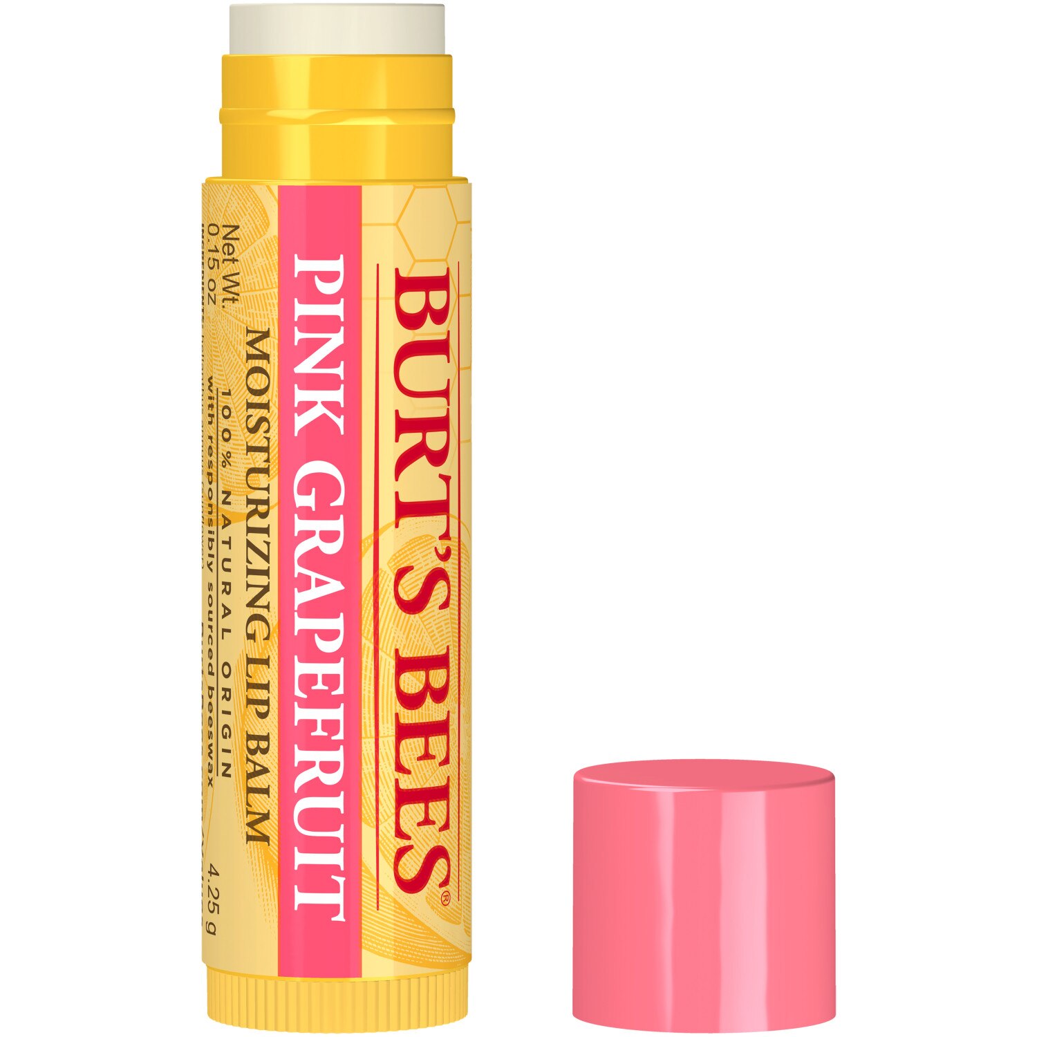 Burt's Bees 100% Natural Moisturizing Lip Balm, Pink Grapefruit with Beeswax & Fruit Extracts