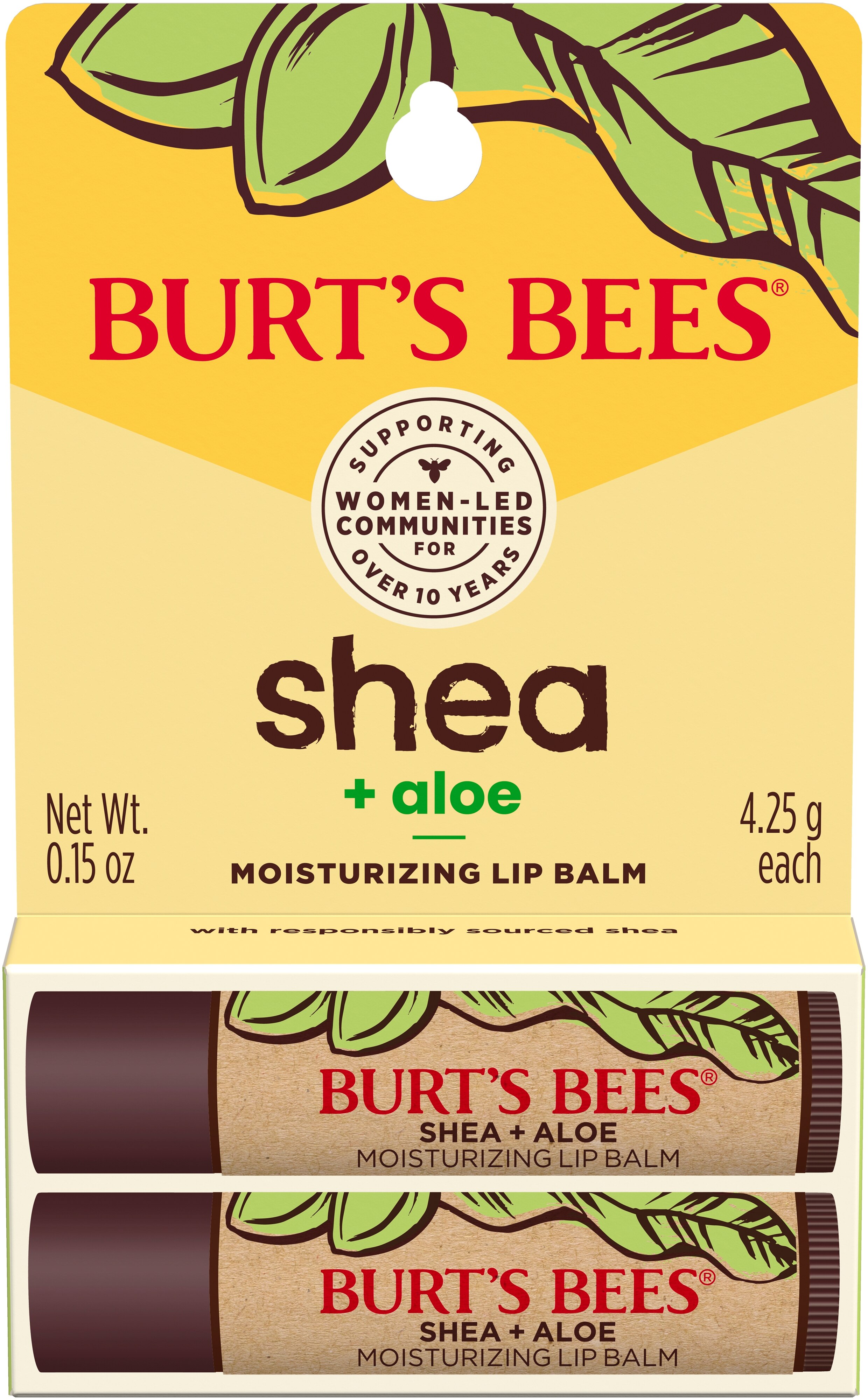 Burt's Bees Shea + Aloe Moisturizing Lip Balm, 2 CT