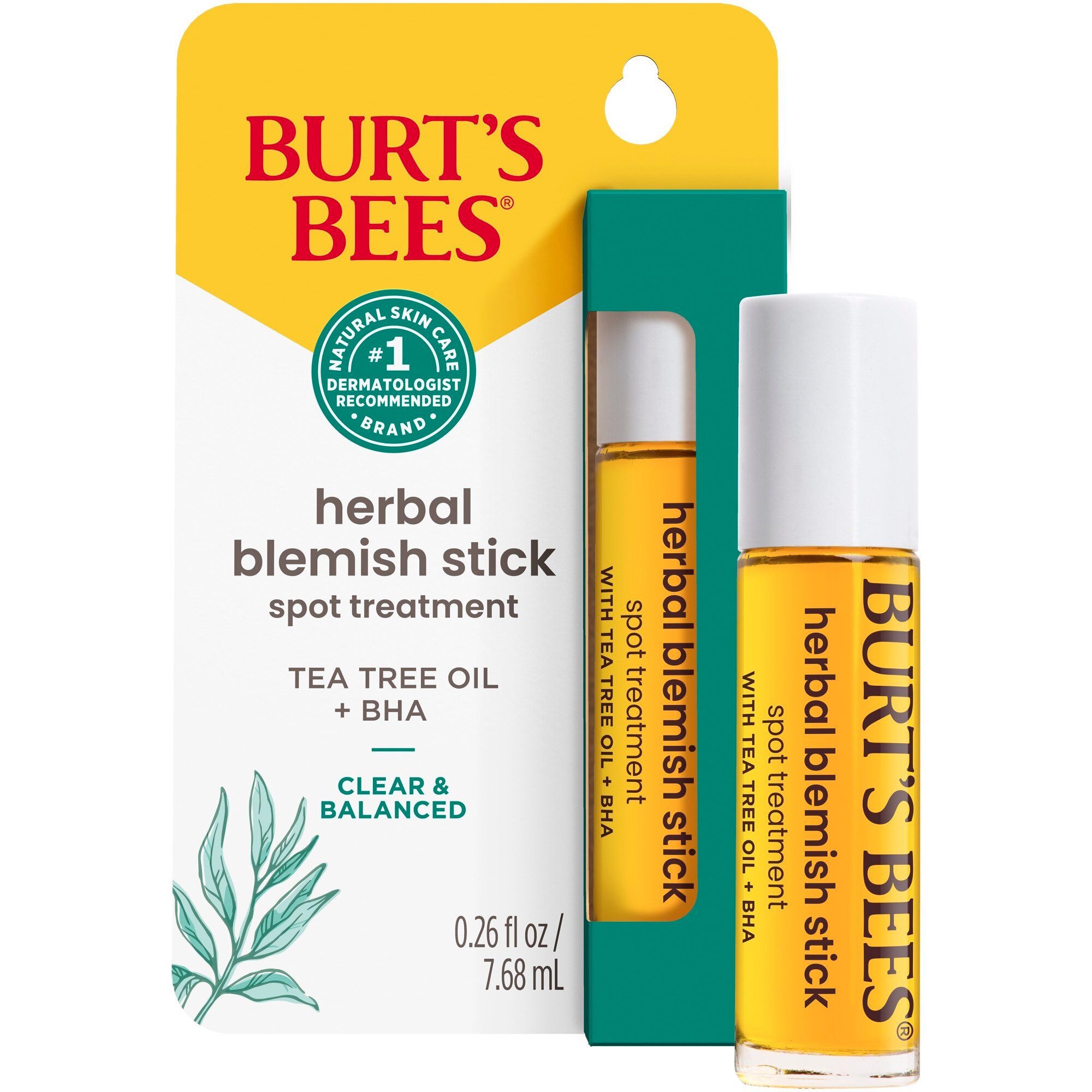 Burt's Bees Clear and Balanced Herbal Blemish Stick Spot Treatment, 0.26 fl oz