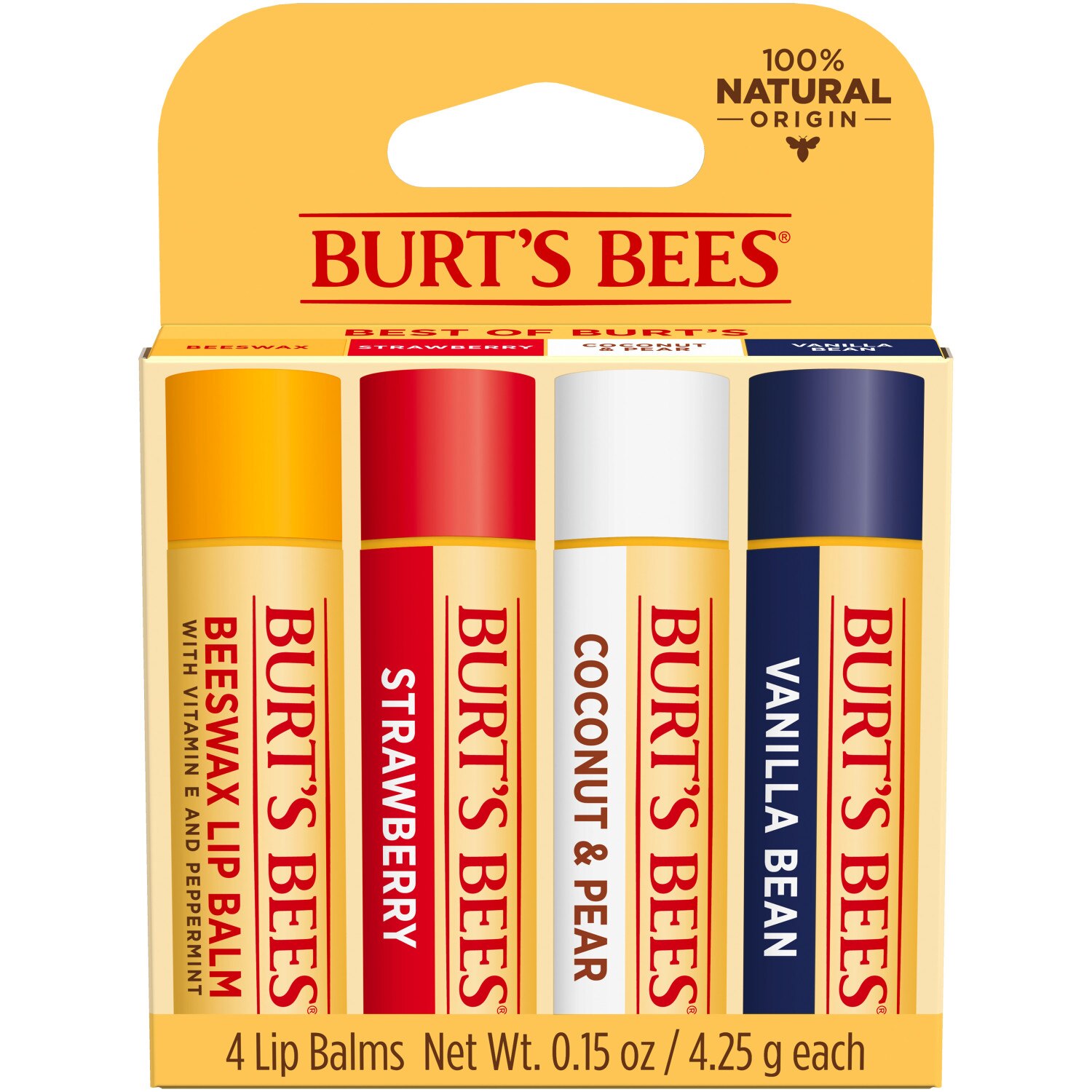 Burt's Bees Lip Balm, 4 Pack