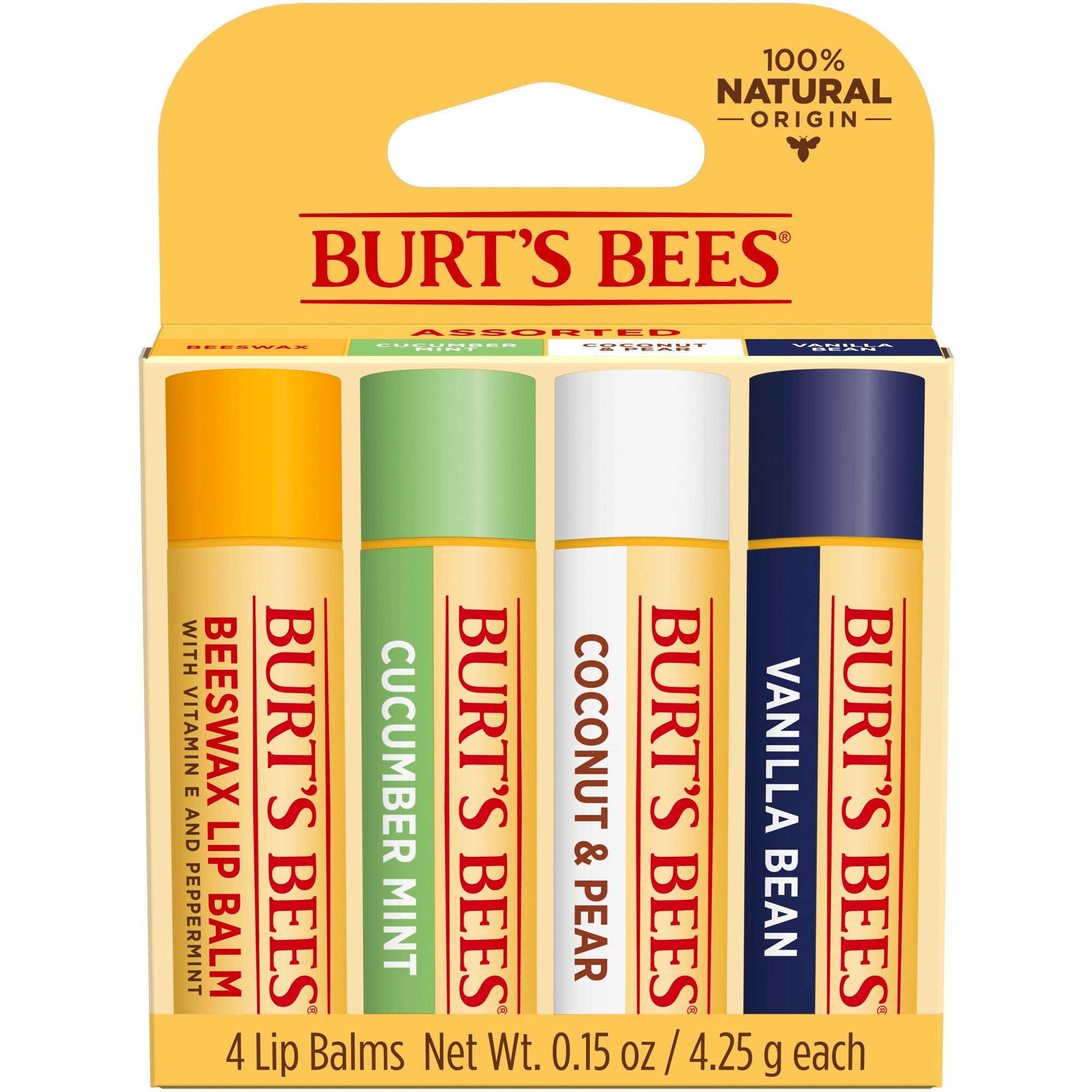 Burt's Bees 100% Natural Origin Moisturizing Lip Balm, Tropical Multi-Pack, 4 Tubes