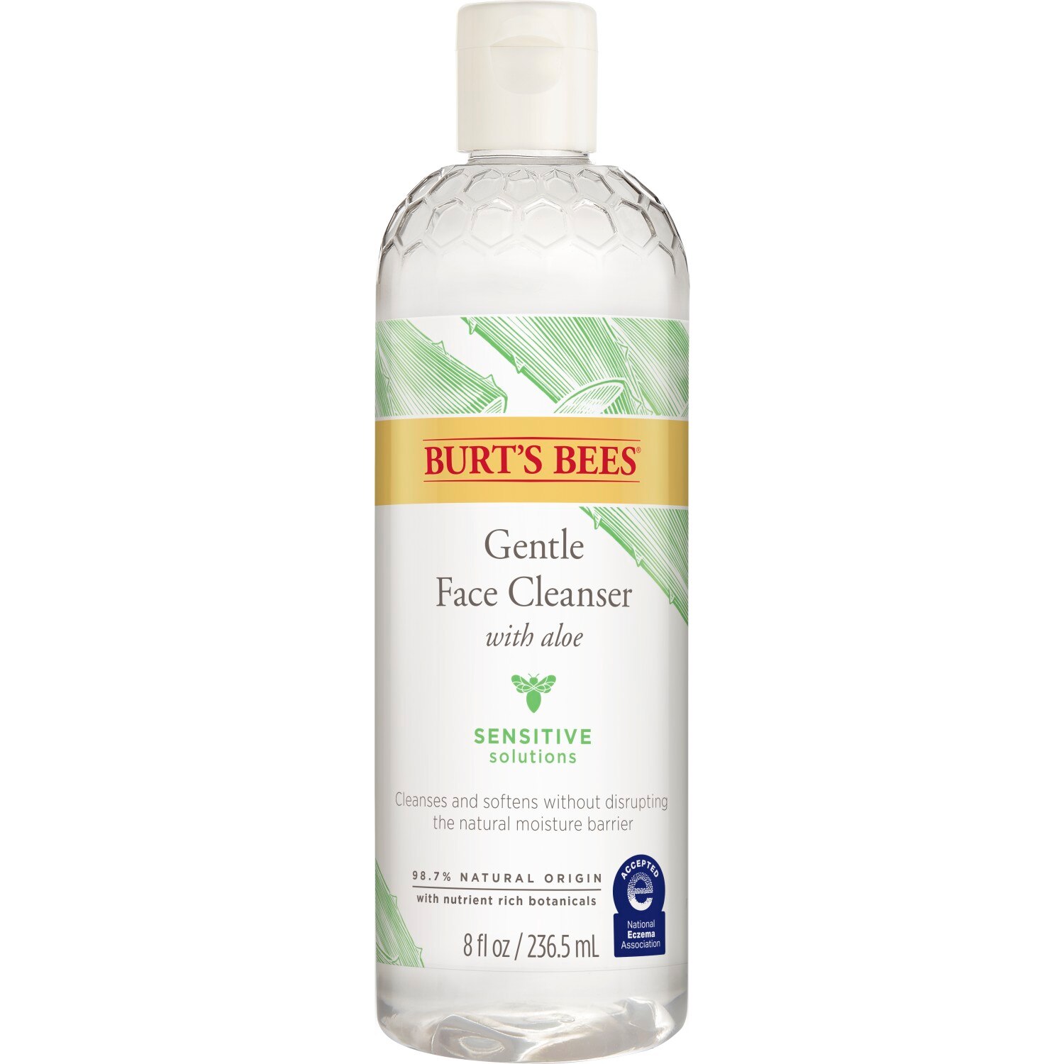 Burt's Bees Gentle Facial Cleanser for Sensitive Skin, with Aloe Vera, 98.7% Natural Origin, 8 OZ