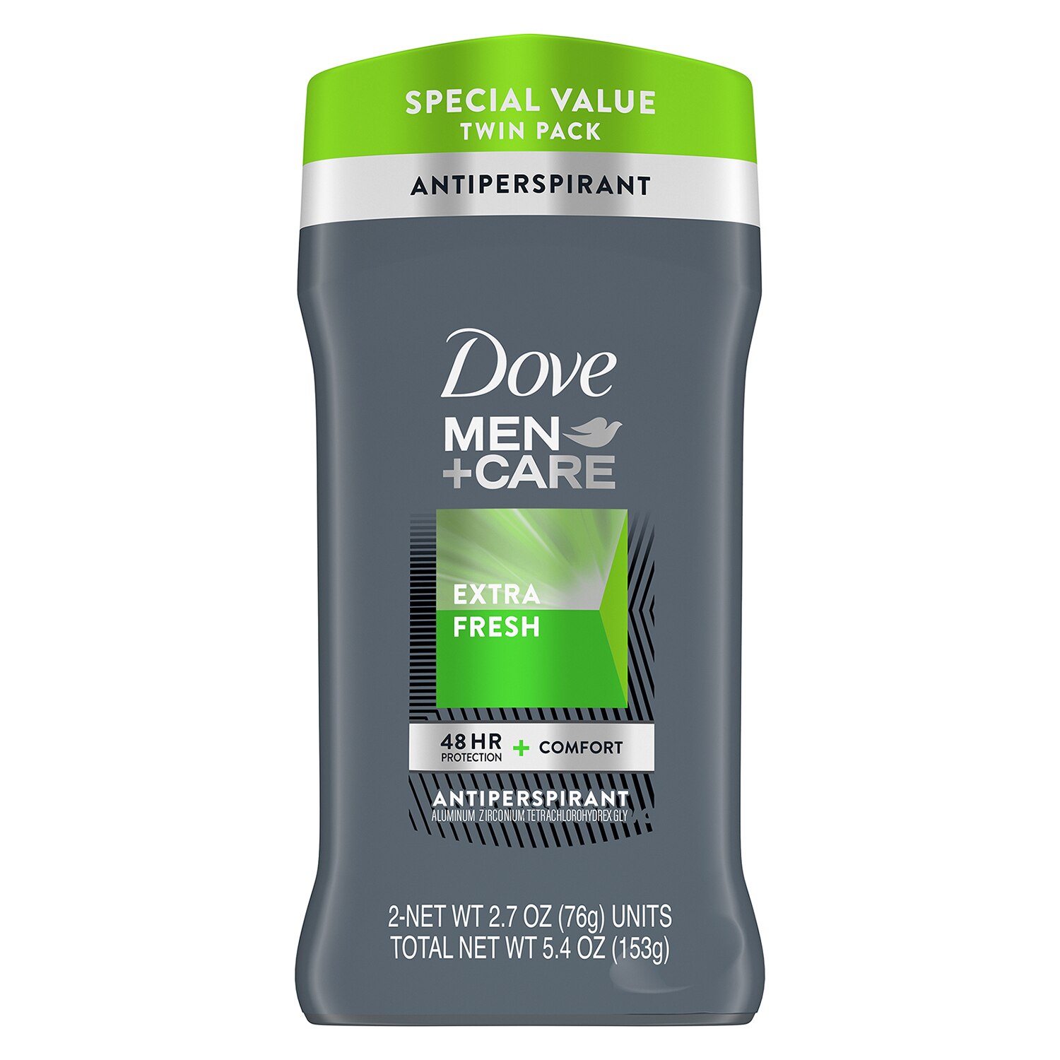 Dove Men+Care 48-Hour Antiperspirant Stick, Extra Fresh, 2.7 OZ, 2 Pack