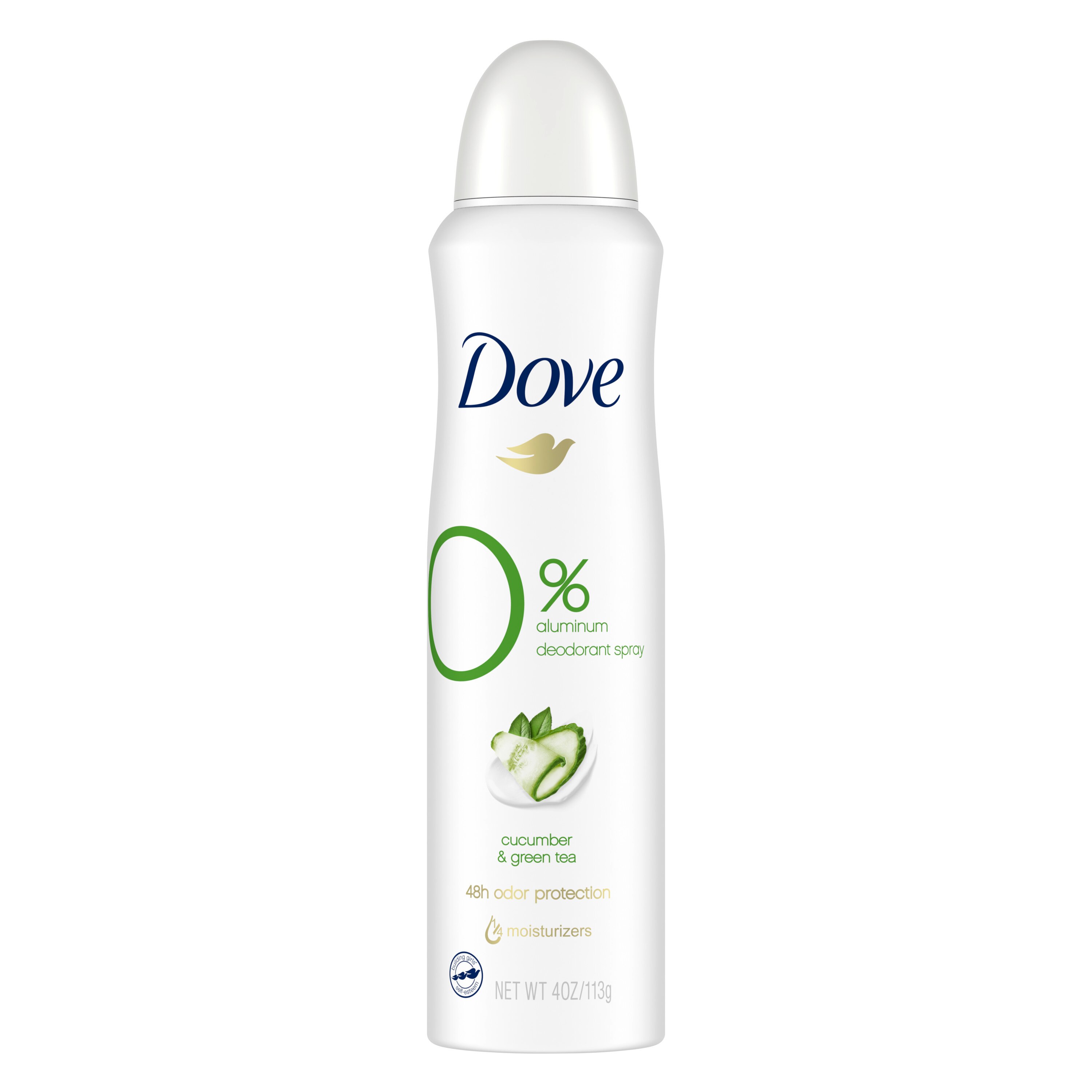 Dove 0% Aluminum 48-Hour Deodorant Spray, Cucumber & Green Tea, 4 OZ