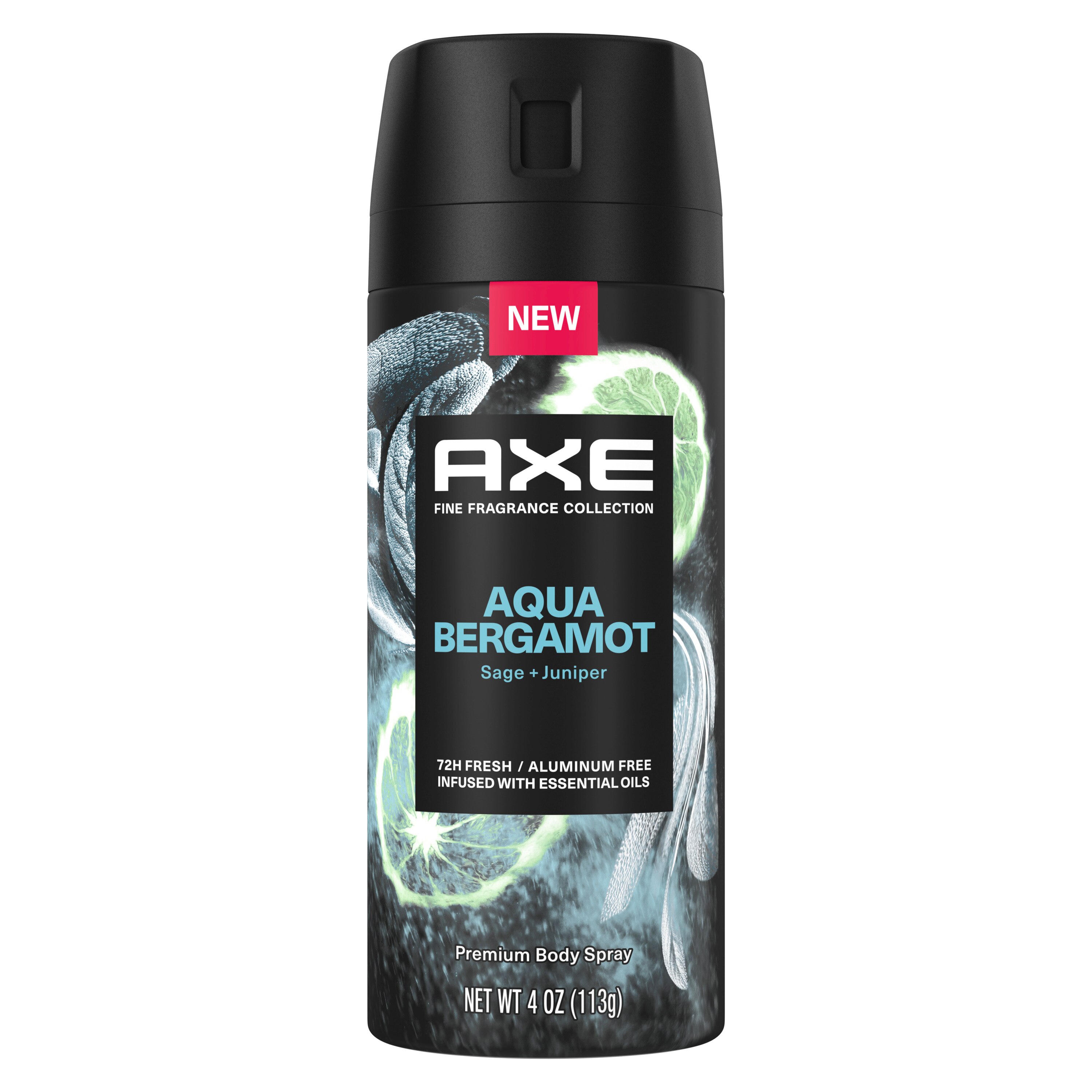 AXE 72-Hour Premium Deodorant Body Spray, Aqua Bergamot, 4 OZ