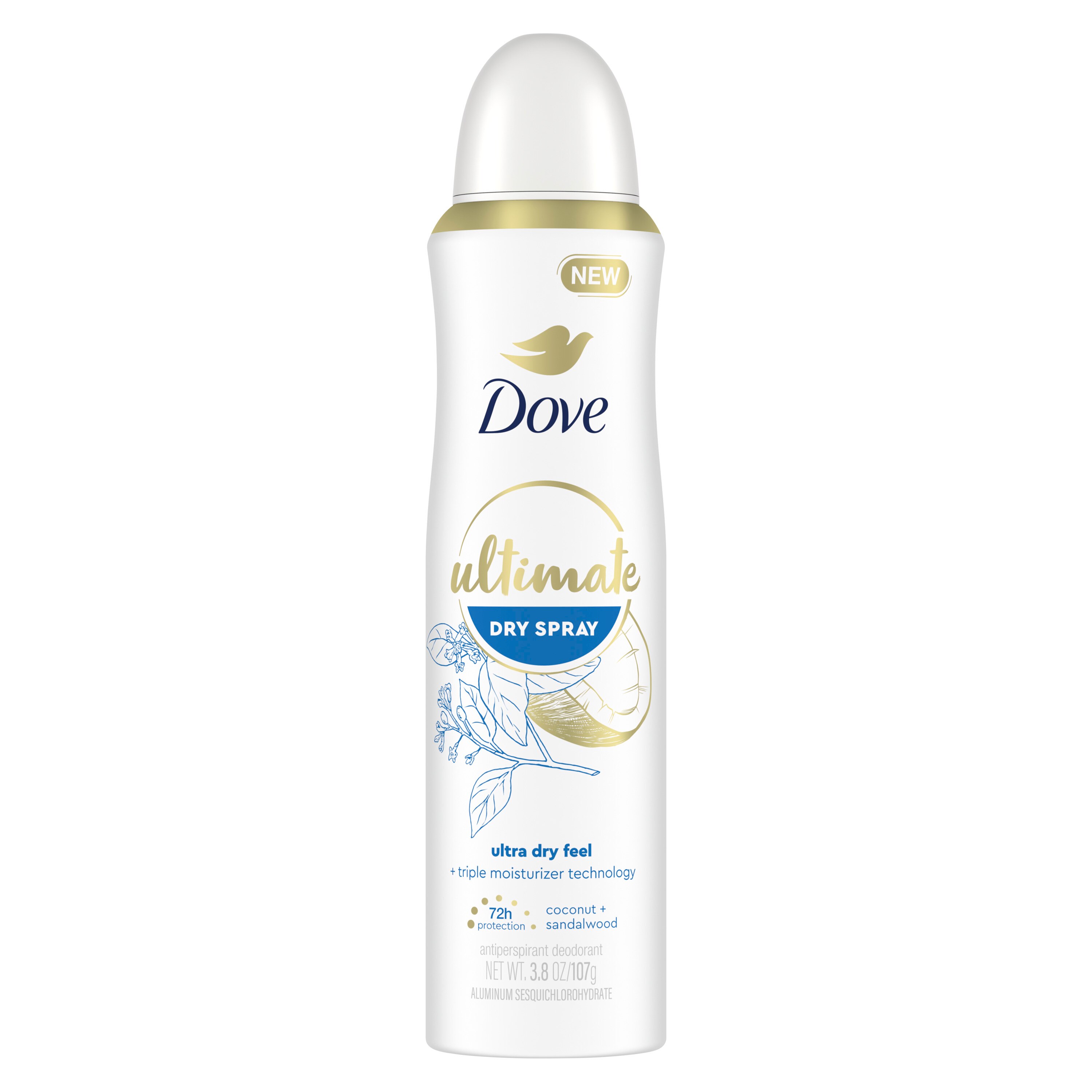 Dove Ultimate 72-Hour Antiperspirant & Deodorant Dry Spray, Coconut & Sandalwood