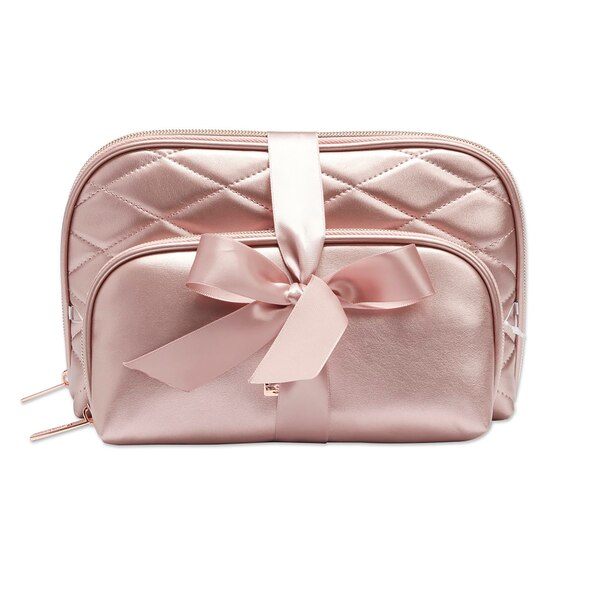 Allegro Quilted Makeup Bag, Rose Gold, 2 CT