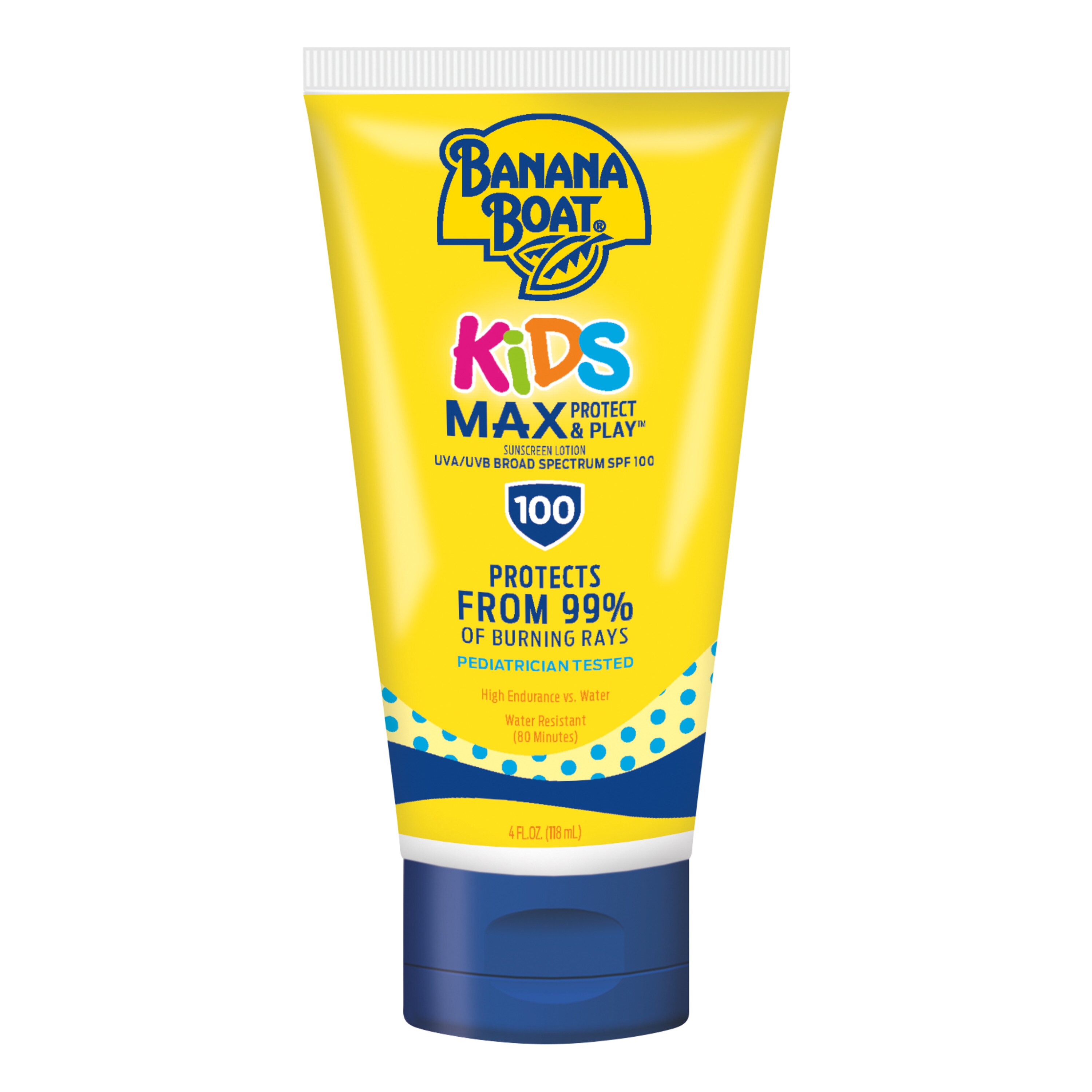 Banana Boat Kids Max Protect & Play Lotion Sunscreen Broad Spectrum SPF 100, 4 OZ