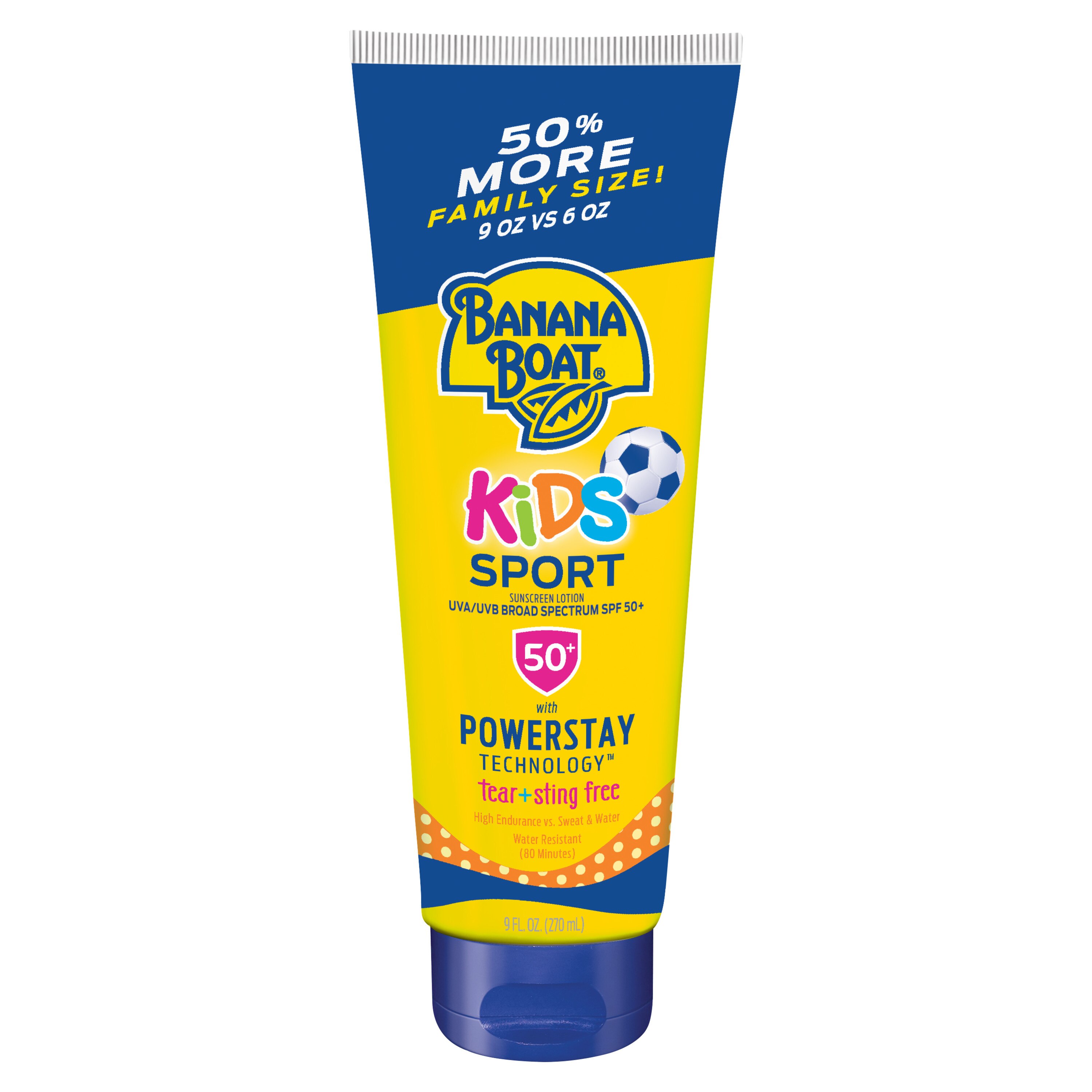 Banana Boat Kids Sport Tear-Free, Sting-Free Broad Spectrum Sunscreen Lotion SPF 50+, 9.5 OZ