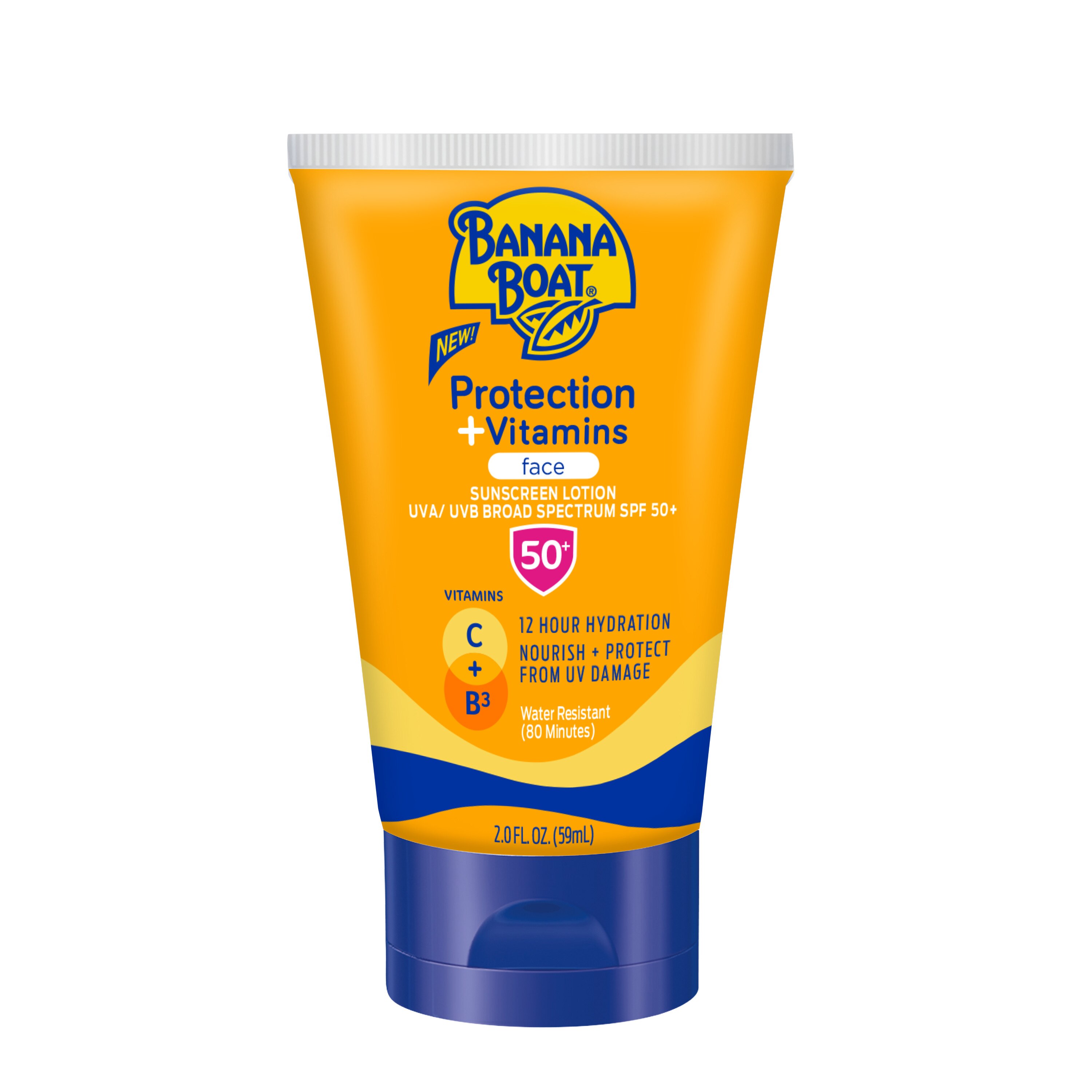 Banana Boat Protection + Vitamins Moisturizing Sunscreen Lotion for Face SPF 50, 2 OZ