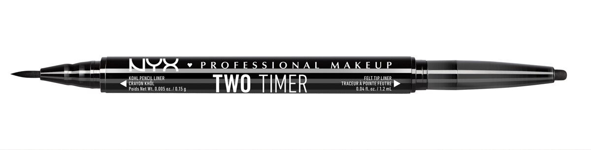 NYX Professional Makeup Two Timer, Dual Ended Eyeliner, Jet Black