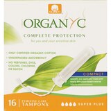 Organyc Organic Cotton Organic-Based Compact Applicator Tampons for Sensitive Skin, Super Plus, 16 CT, thumbnail image 1 of 4