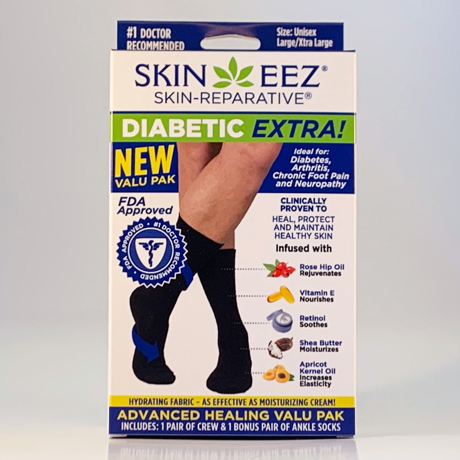 Skineez Diabetic Sock, Large/Xtra Large