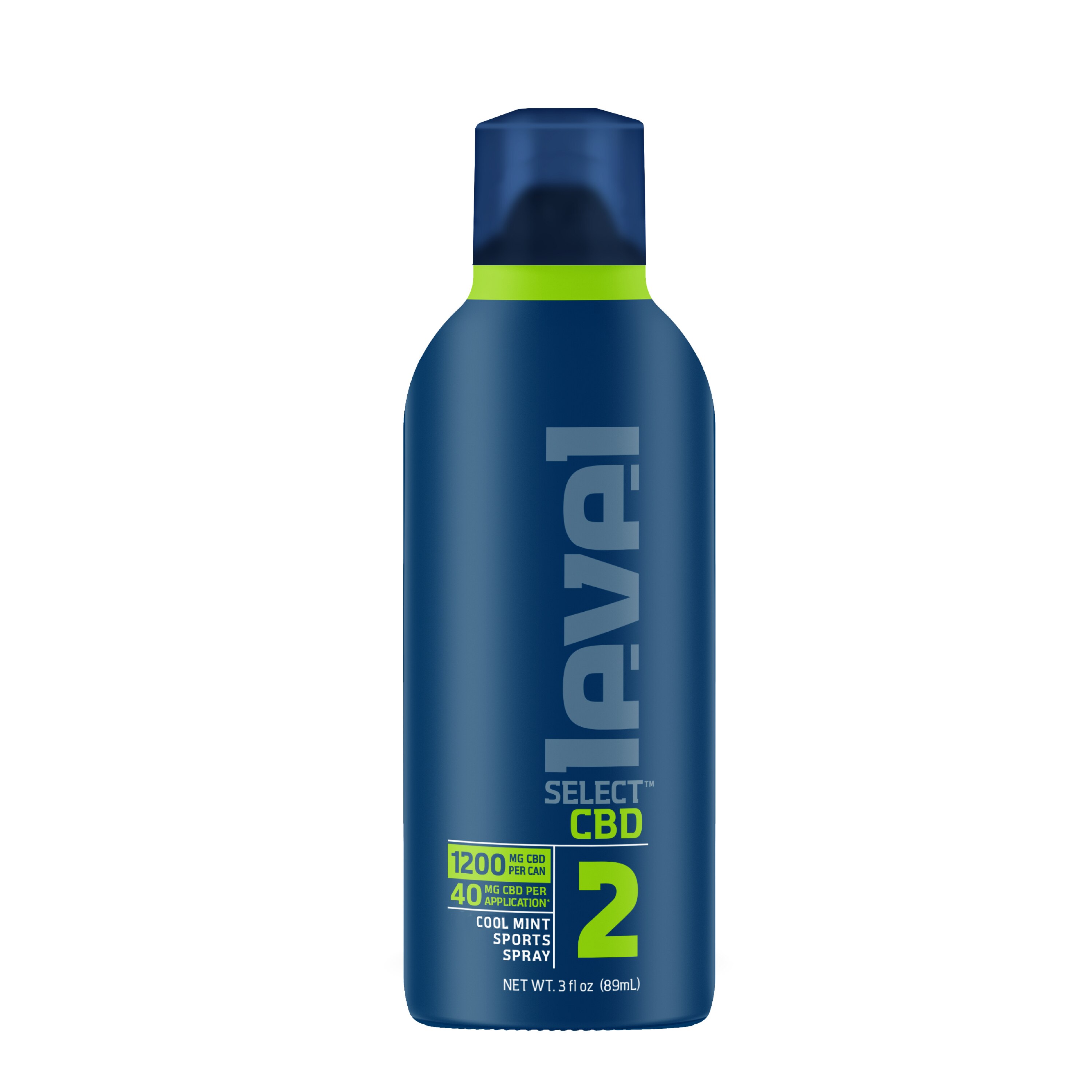 Level Select Level 2 Aerosol Cool Mint Sports Spray, 1200mg CBD, 3 OZ