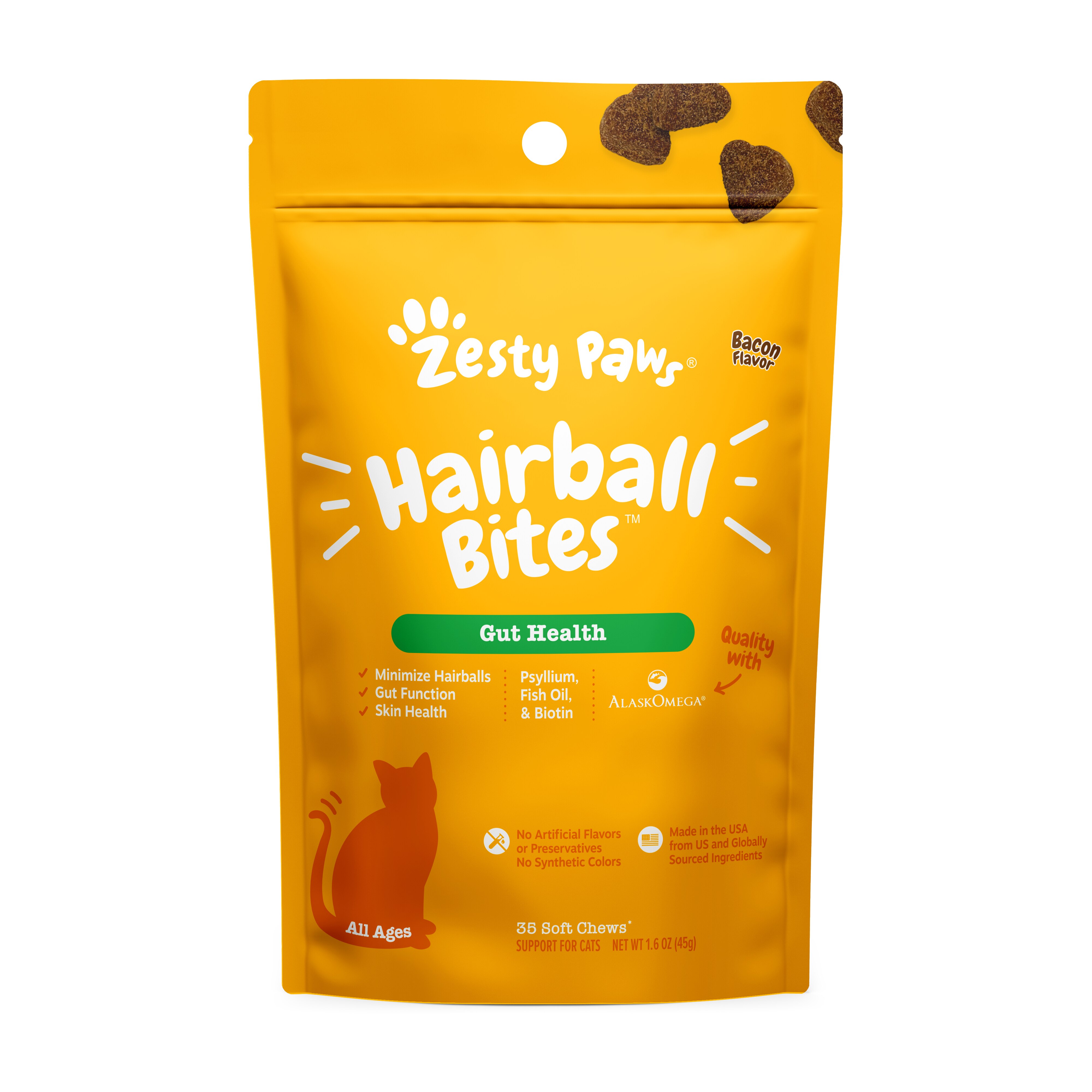 Zesty Paws Cat Chews, Hairball, 35ct