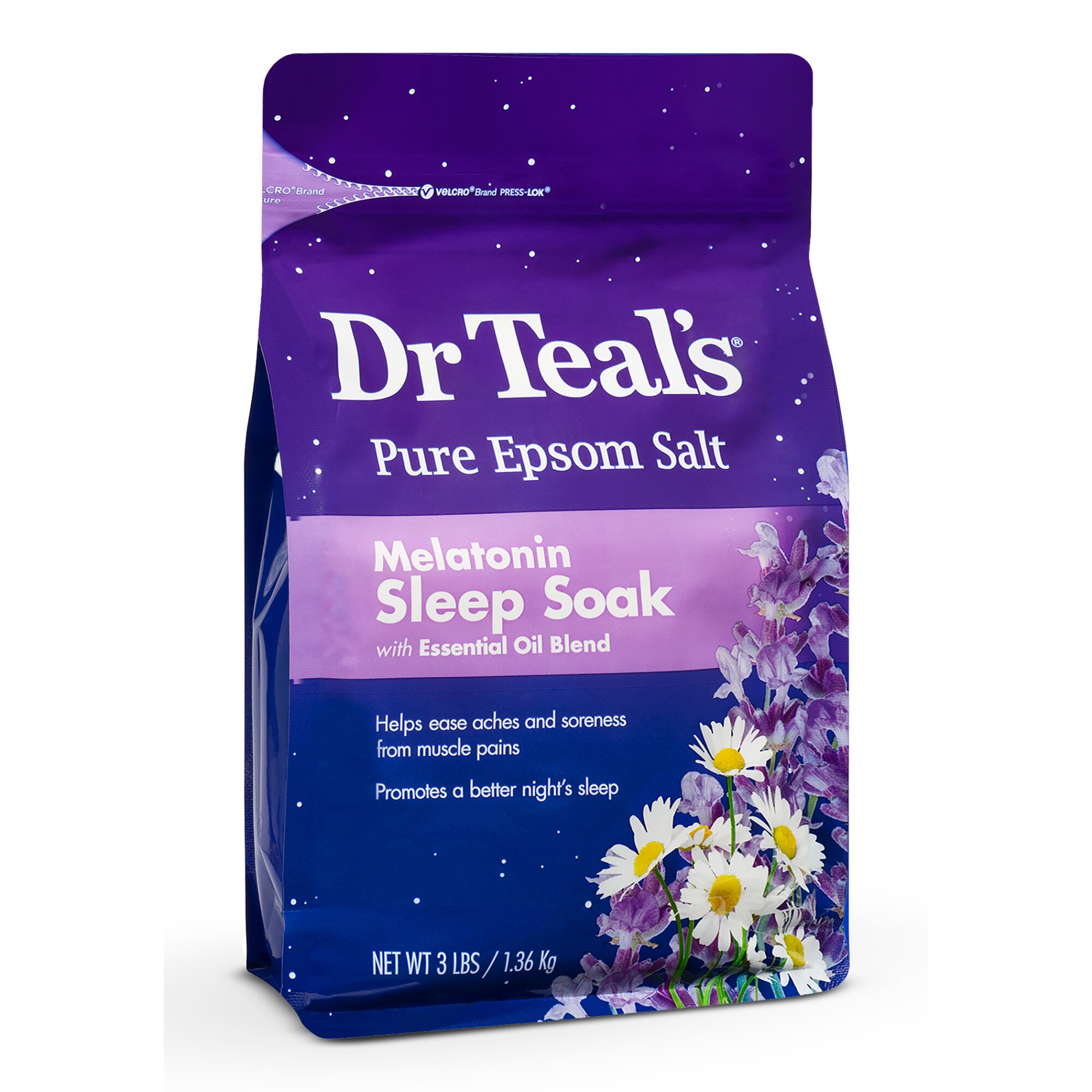 Dr Teal's Pure Epsom Salt Melatonin Sleep Soak with Essential Oil Blend, 3 lbs