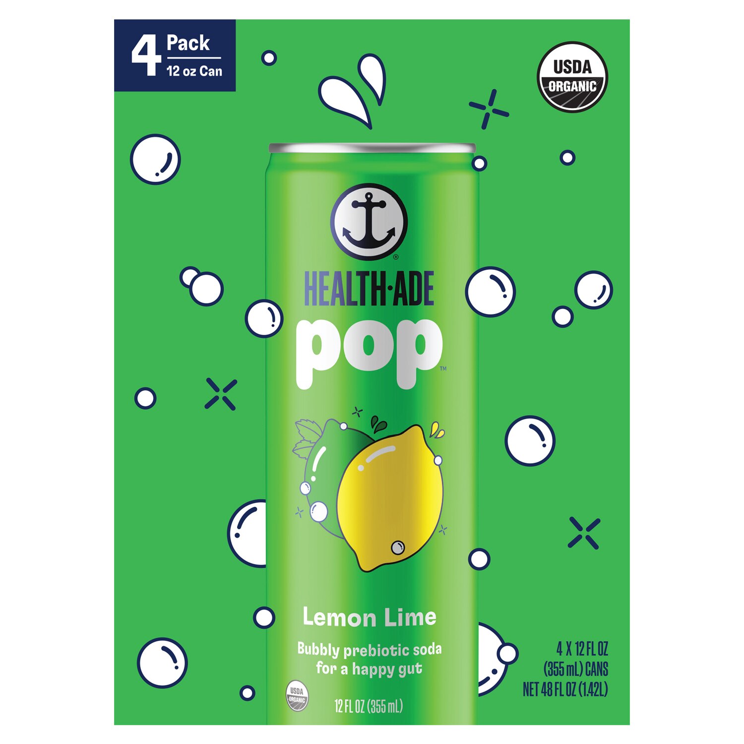 Health-Ade Pop Lemon Lime, 4 Pack